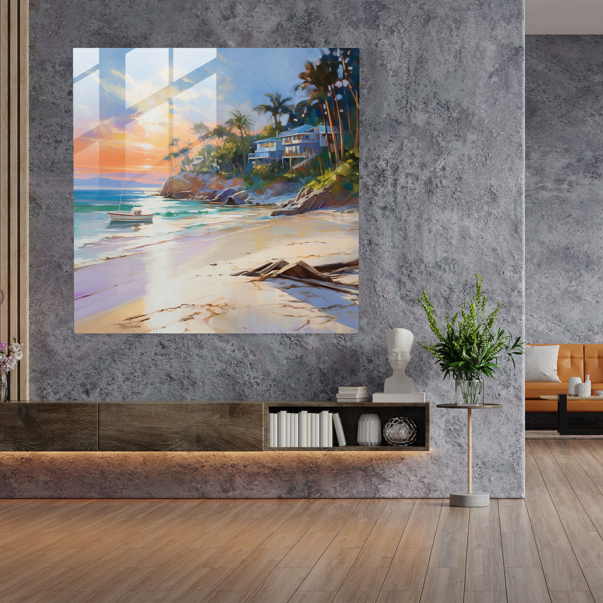 Bohemian Coastal Glass Print - Bohemian, Modern Art, Wall Decoration, Glass Print