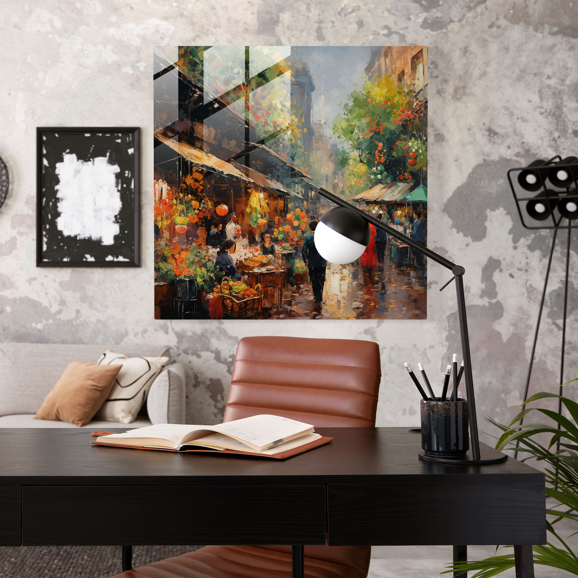 Bohemian Market Glass Print - Bohemian, Home Decoration, Impressionist Painting, Glass Print