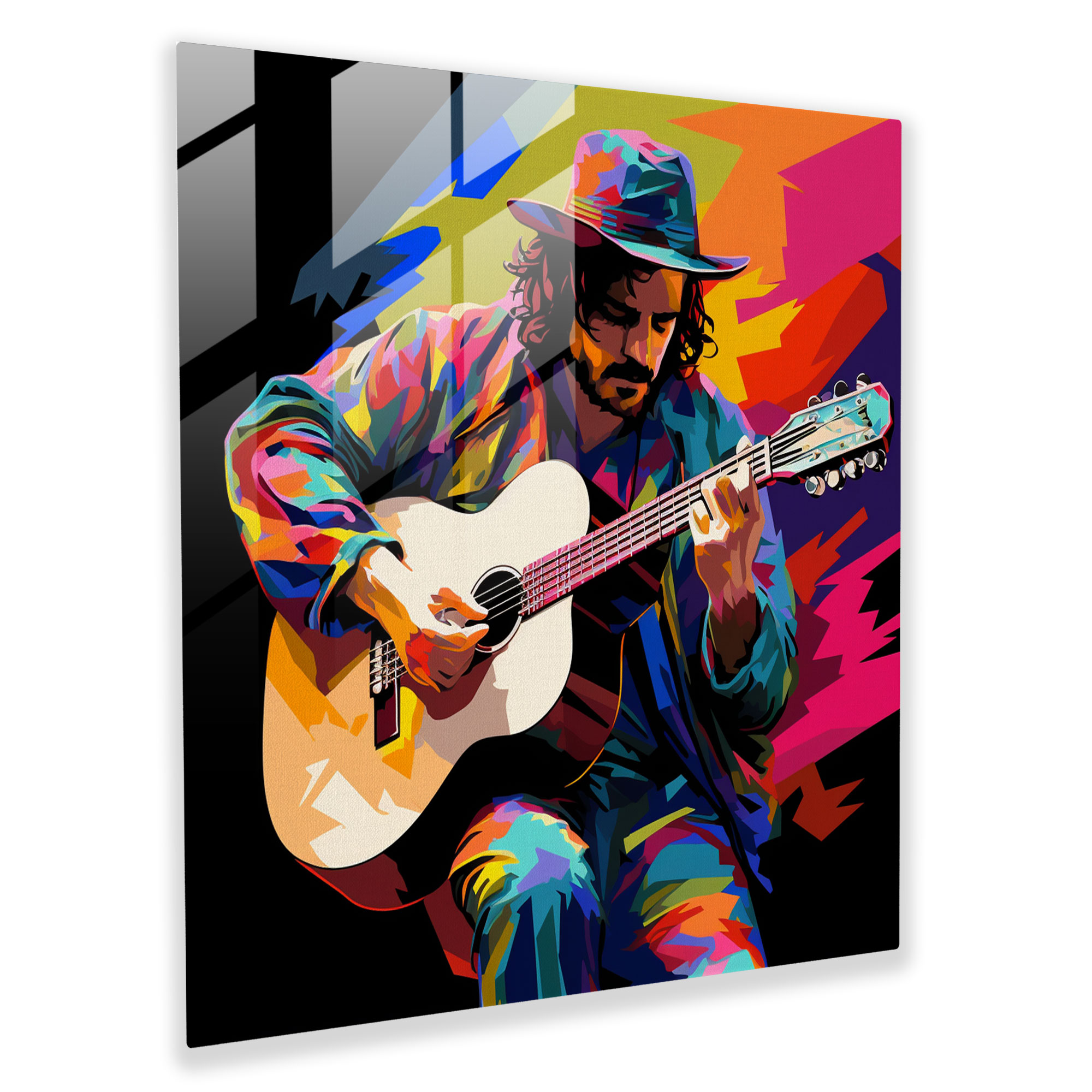 Bohemian Musician Glass Print - Bohemian, Glass Art, Vibrant Colors, Pop Art Illustration