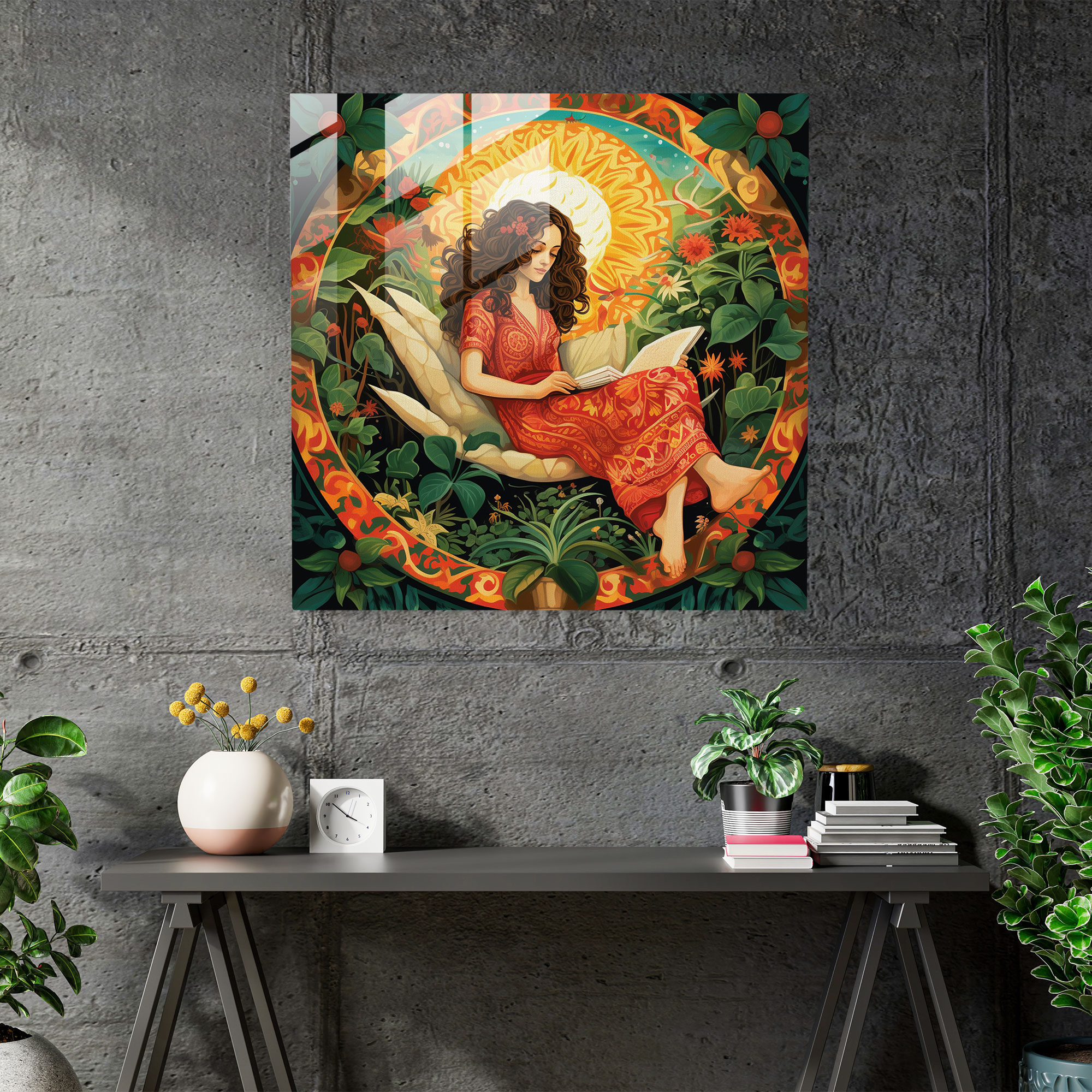 Bohemian Hammock Glass Print - Bohemian, Glass Wall Art, Bohemian Hammock, Home Decoration