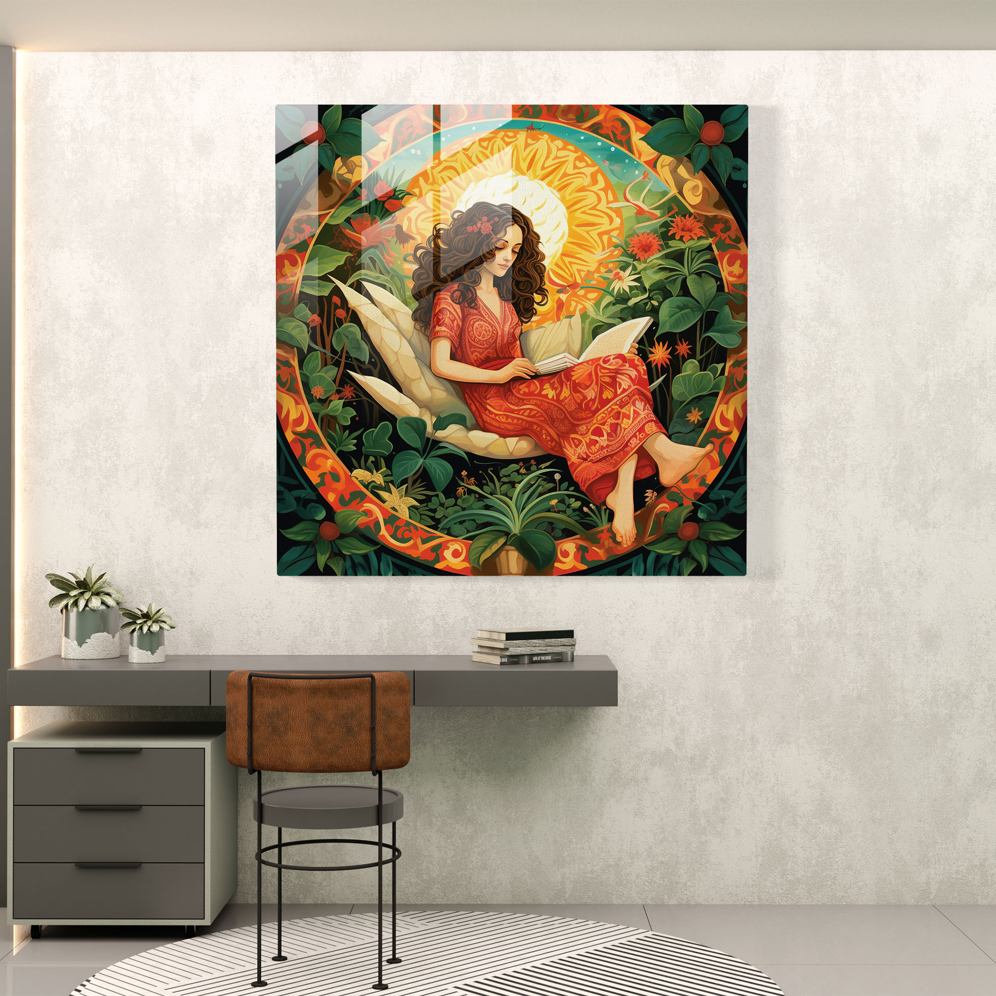 Bohemian Hammock Glass Print - Bohemian, Glass Wall Art, Bohemian Hammock, Home Decoration