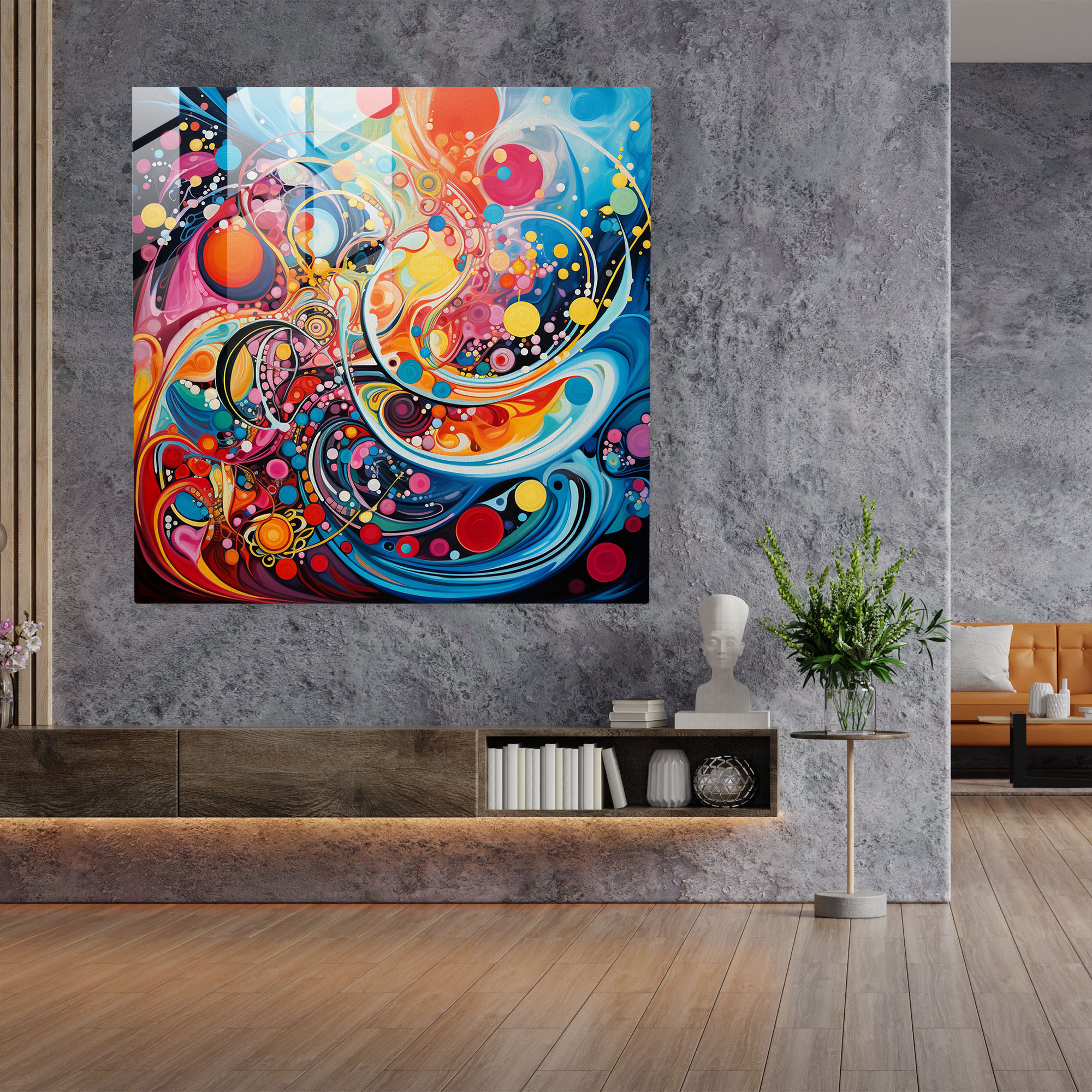 Bohemian Vibrant Patterns Abstract Glass Print - Bohemian, Modern Art, Home Decoration, Glass Print