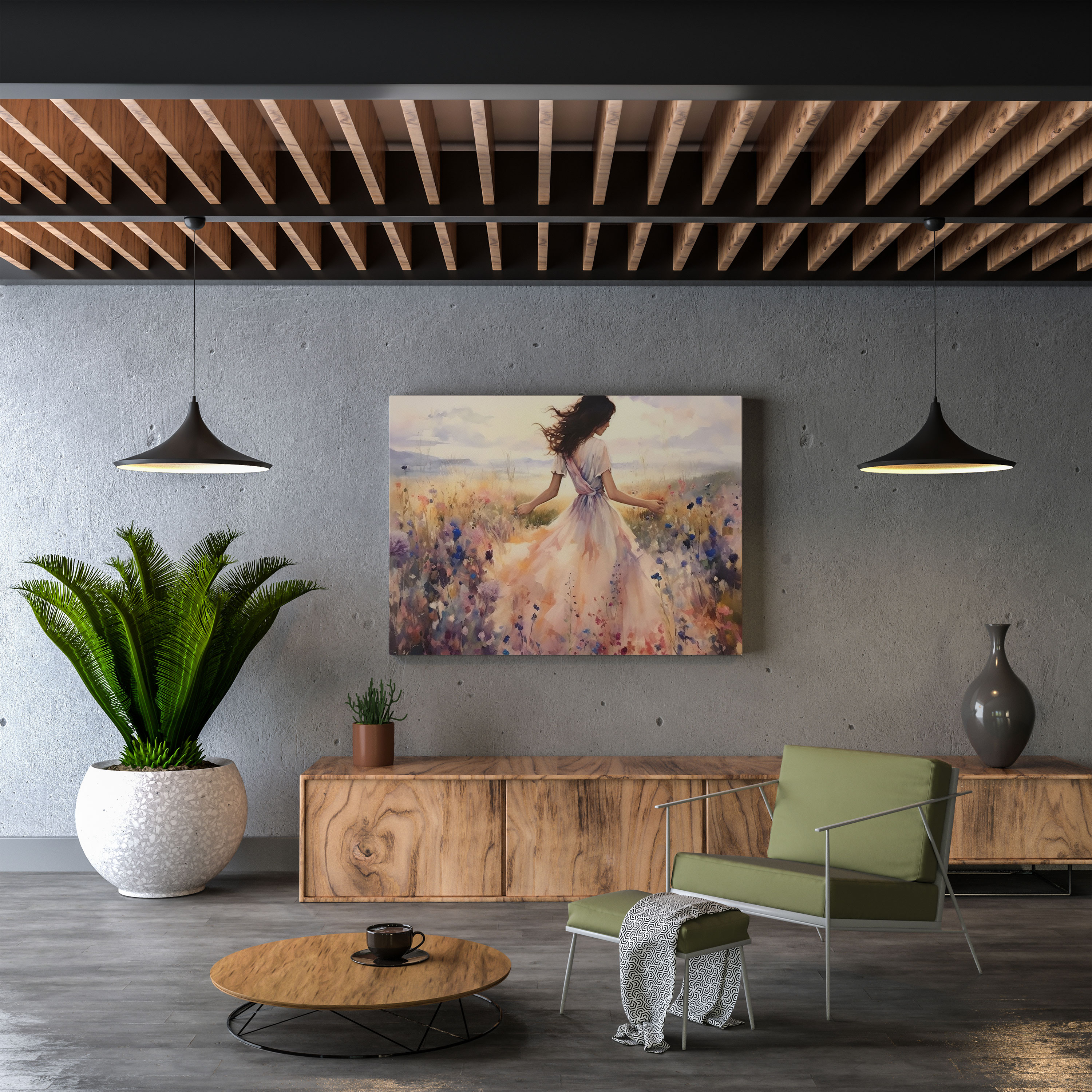 Bohemian Wildflowers Canvas Print - Bohemian, Ethereal, Canvas Wall Art, Watercolor Painting