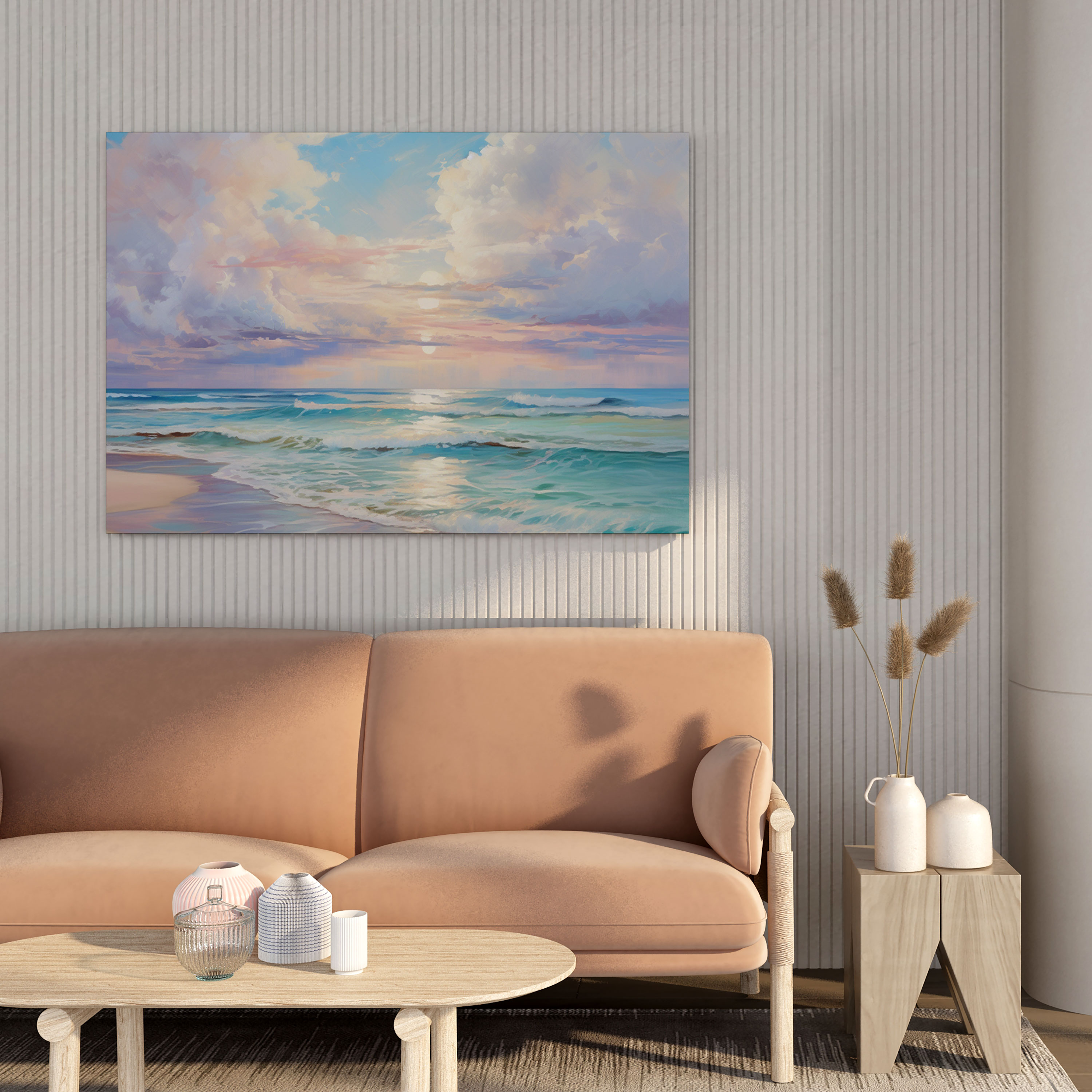 Bohemian Seaside Canvas Print - Bohemian, Pastel Hues, Impressionist Painting, Seaside Landscape