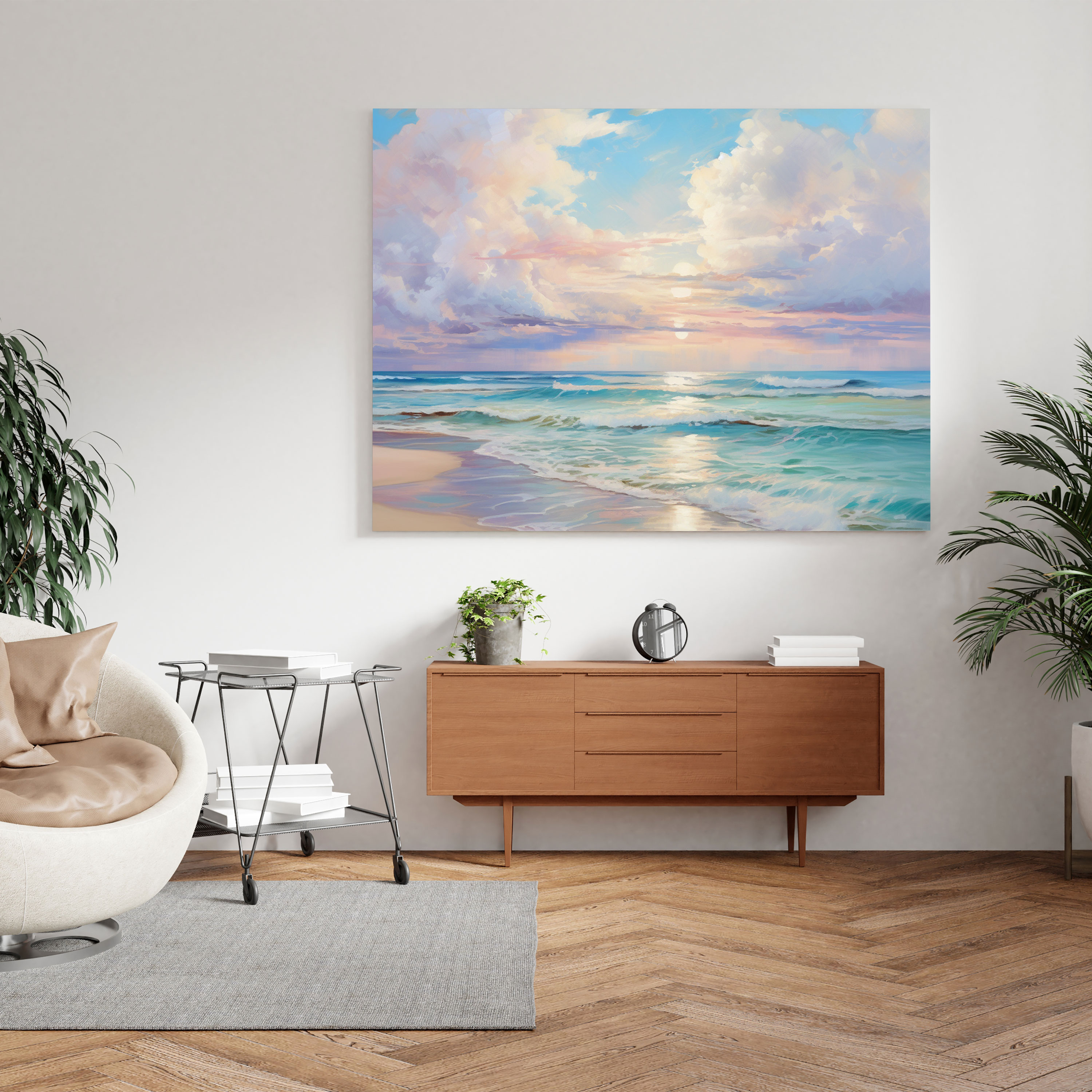 Bohemian Seaside Canvas Print - Bohemian, Pastel Hues, Impressionist Painting, Seaside Landscape