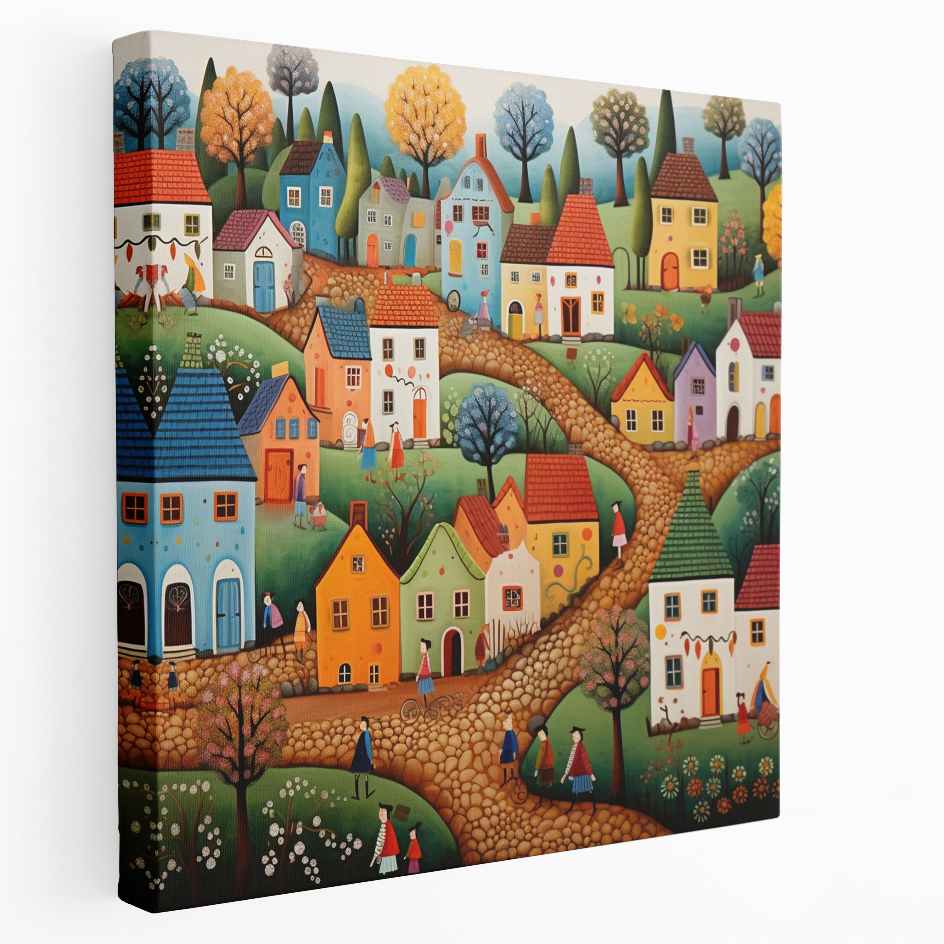 Whimsical Village Canvas Print - Bohemian, Home Decoration, Character, Vibrant Characters