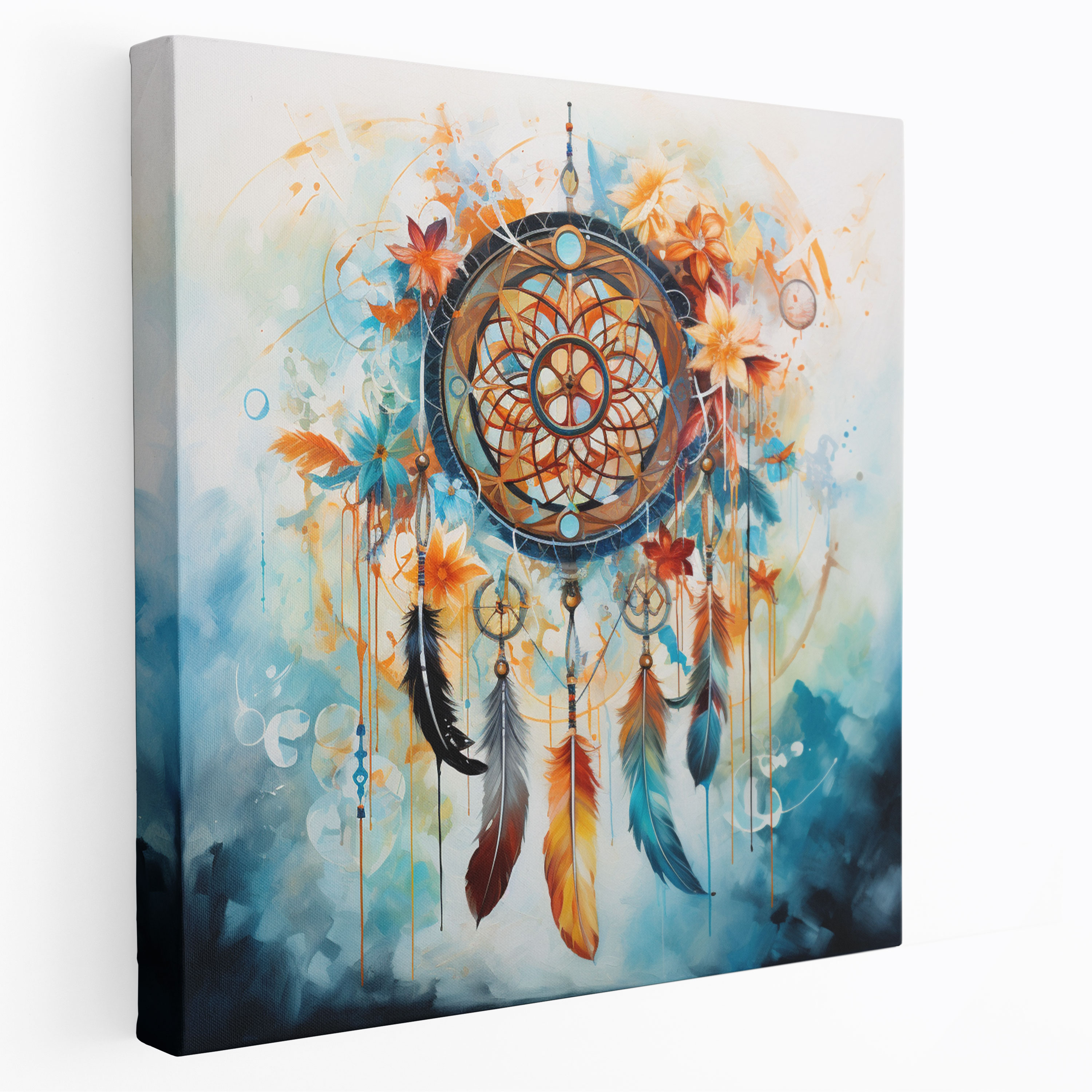 Bohemian Dreamcatcher Canvas Print - Bohemian, Canvas Print, Abstract Dreamcatcher Artwork, Canvas Wall Art