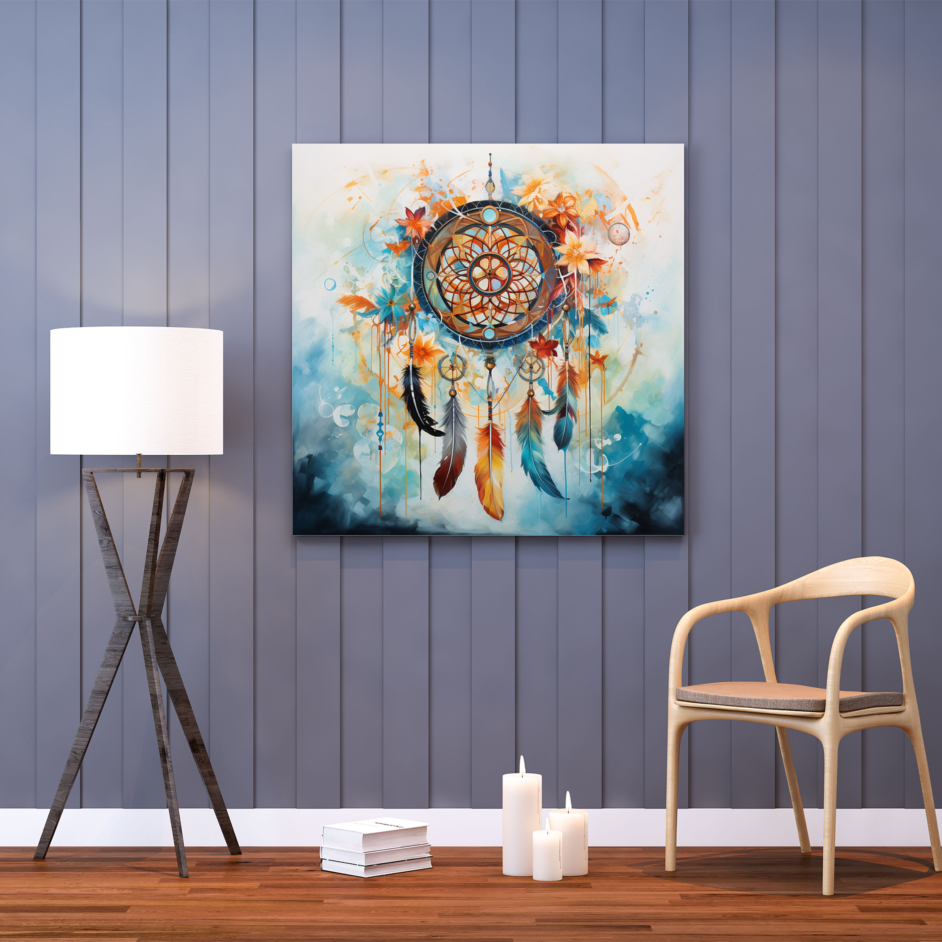 Bohemian Dreamcatcher Canvas Print - Bohemian, Canvas Print, Abstract Dreamcatcher Artwork, Canvas Wall Art