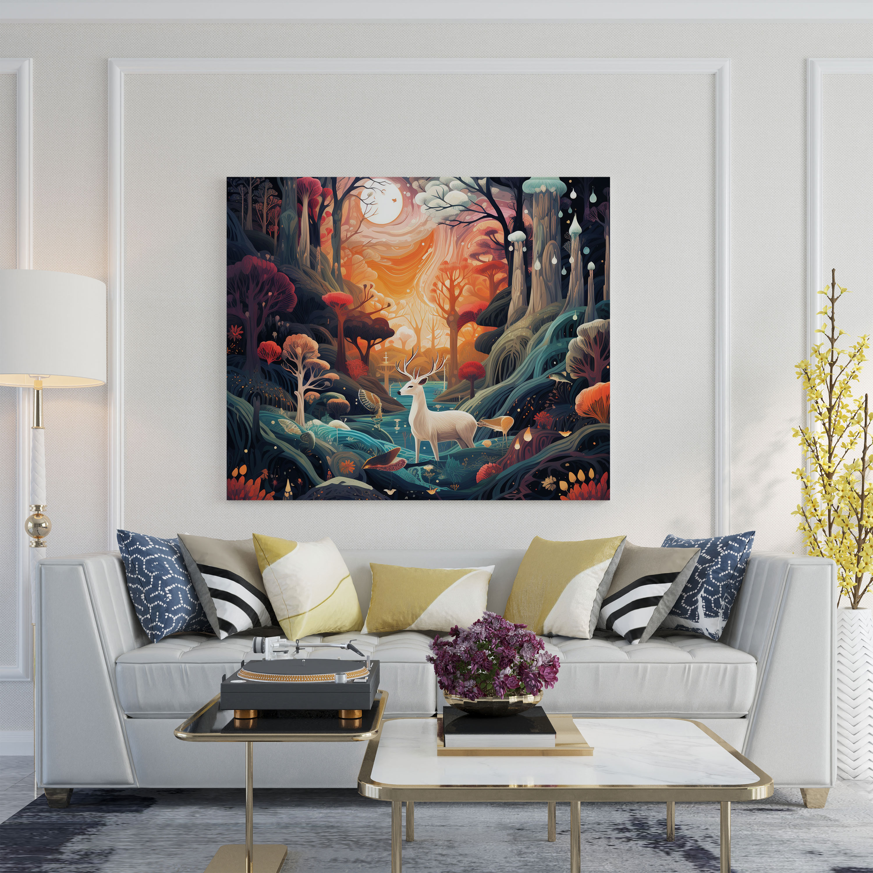 Whimsical Bohemian Forest Canvas Print - Bohemian, Canvas Print, Wall Art, Animals