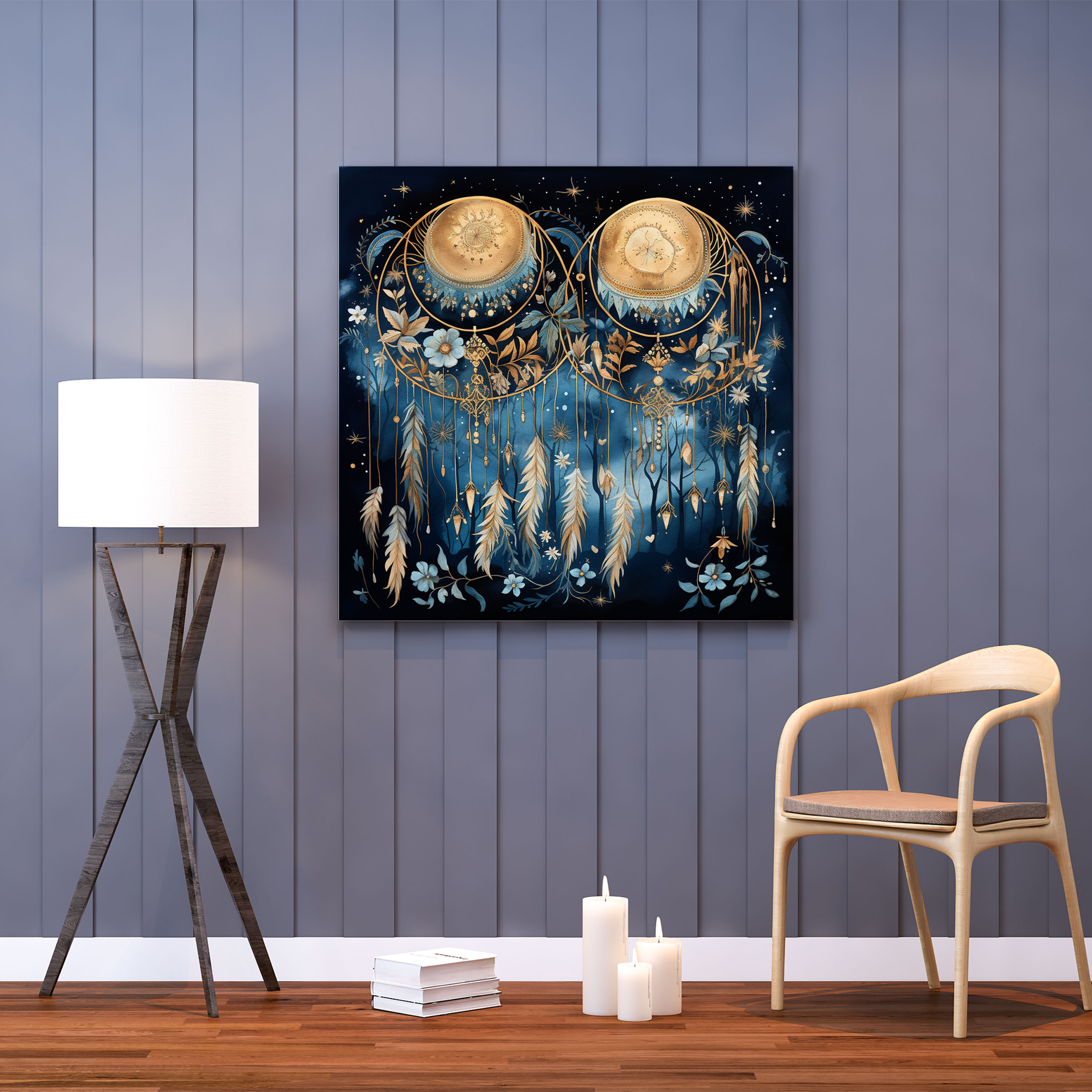 Bohemian Moonlit Night Canvas Print - Bohemian, Wall Decoration, Home Decoration, Flowing Tapestries