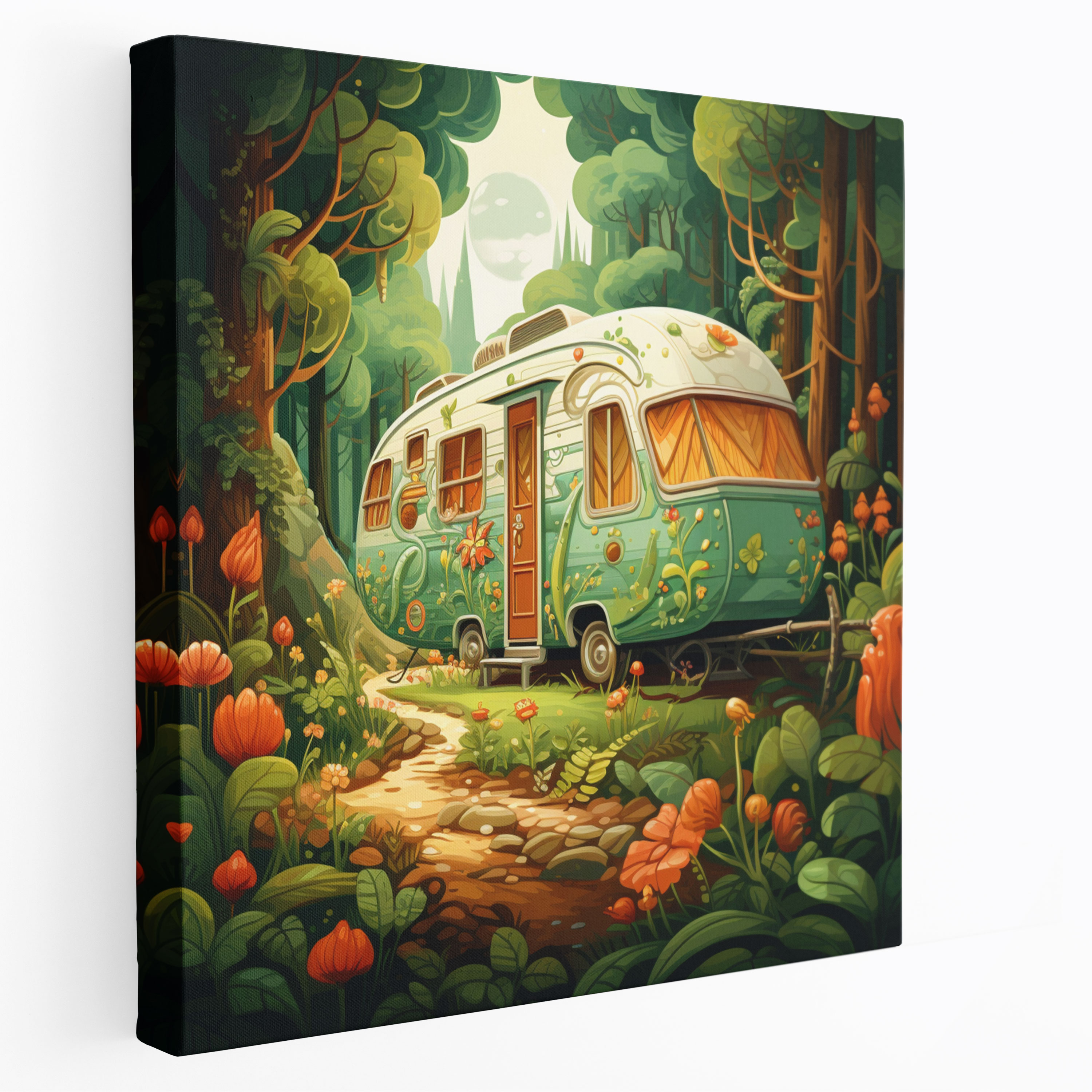 Bohemian Caravan Canvas Print - Bohemian, Retro-Inspired, Wall Decoration, Lush Forest