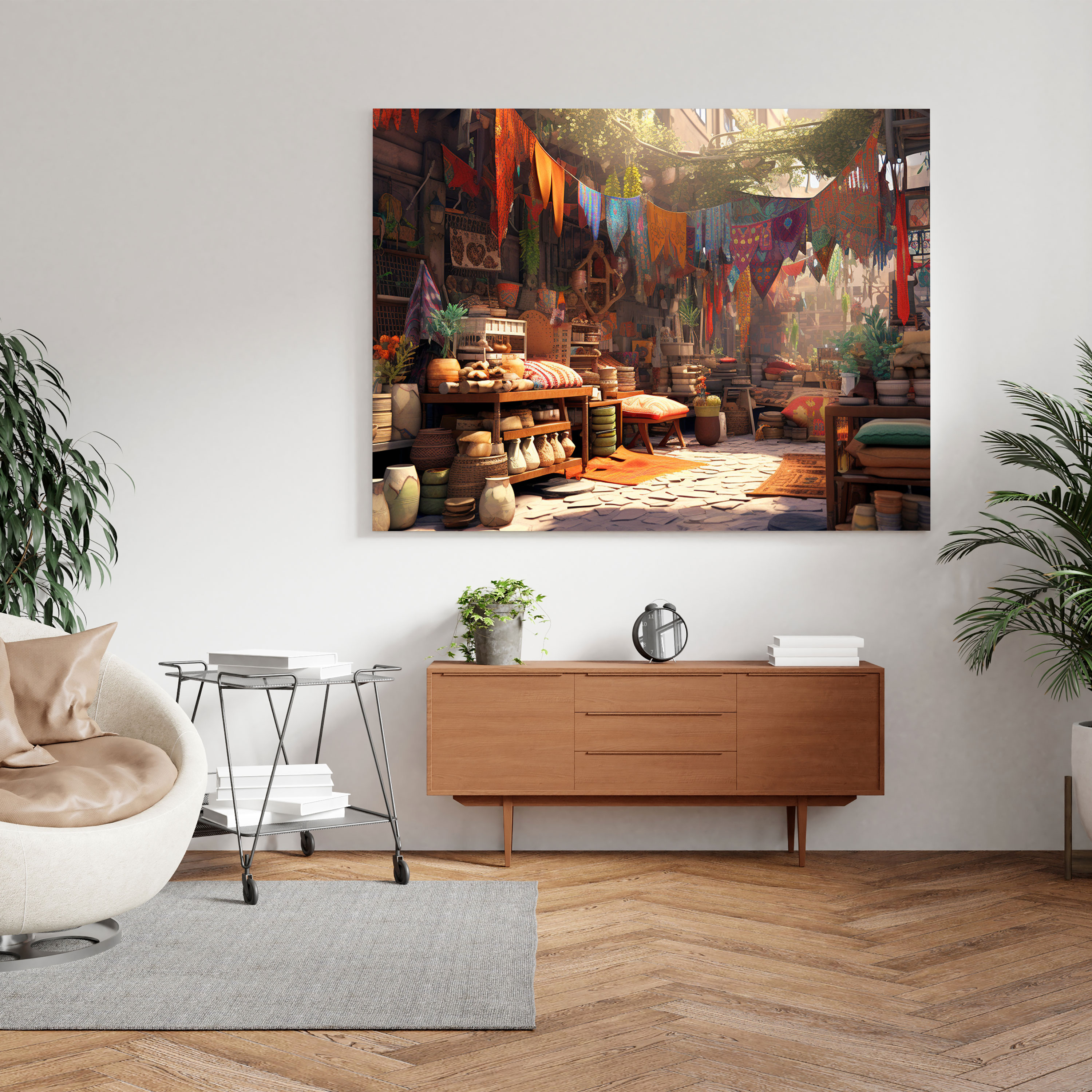 Bohemian Market Canvas Print - Bohemian, Wall Decoration, Canvas Wall Art, Digital Illustration