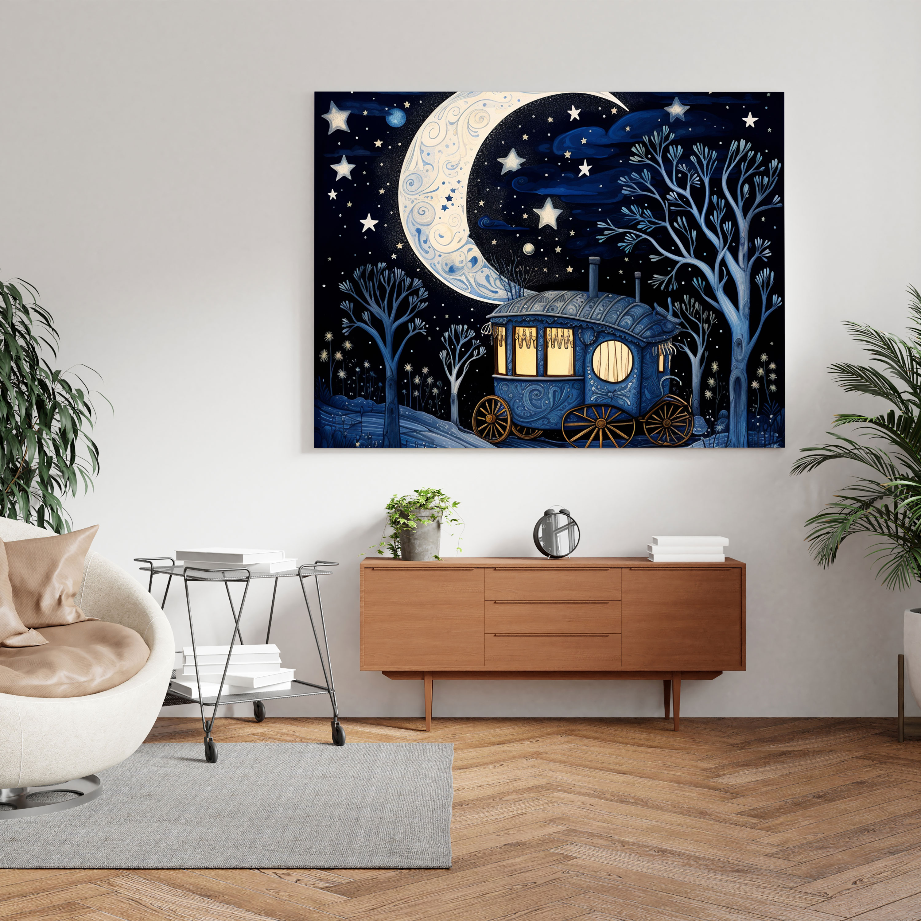 Bohemian Caravan Starry Night Canvas Print - Bohemian, Canvas Print, Bohemian Caravan, Canvas Wall Art