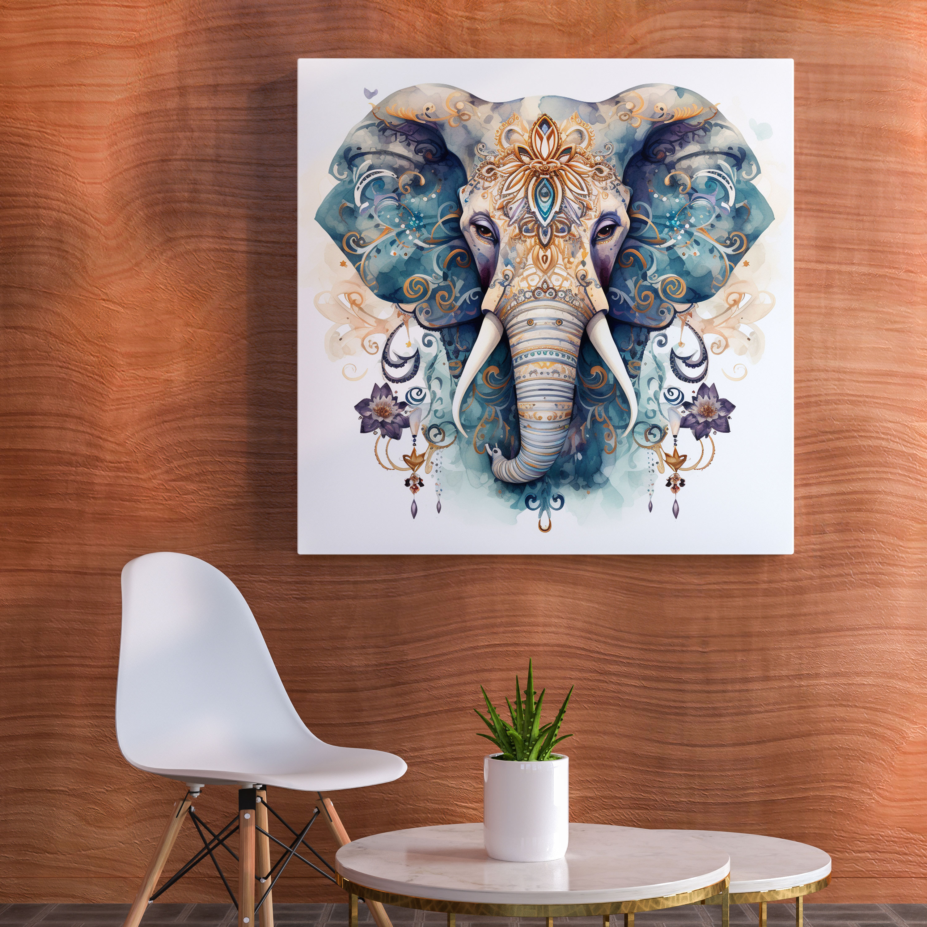 Bohemian Elephant Watercolor Canvas Print - Bohemian, Canvas Print, Canvas Wall Art, Home Decoration