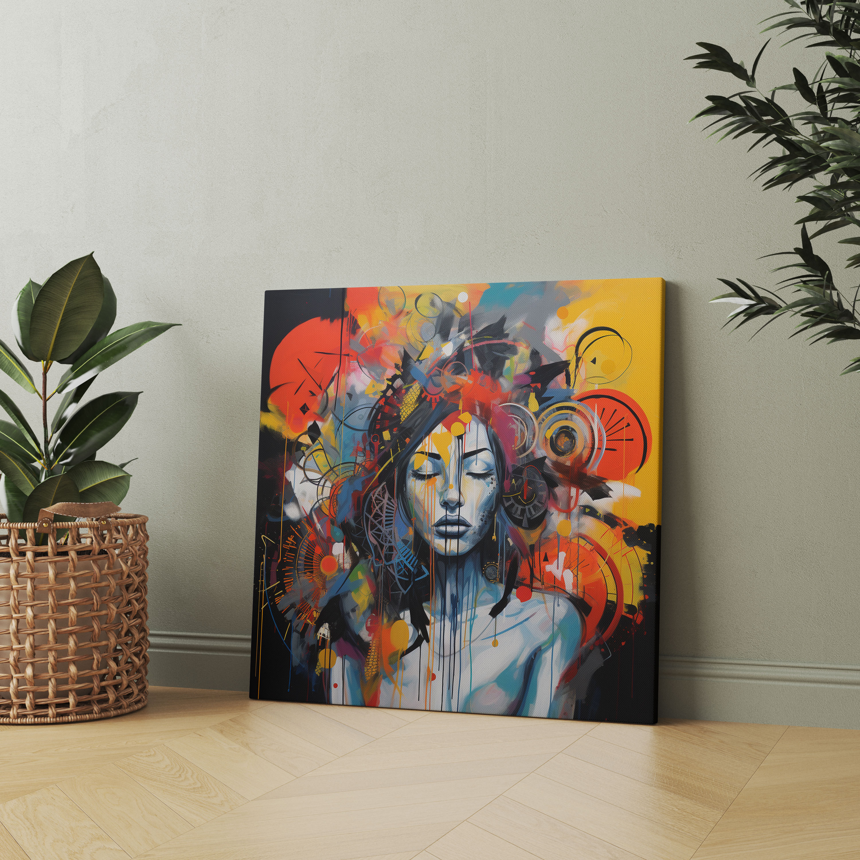 Bohemian Graffiti Fusion Canvas Print - Bohemian, Wall Decoration, Home Decoration, Abstract Mixed Media Artwork