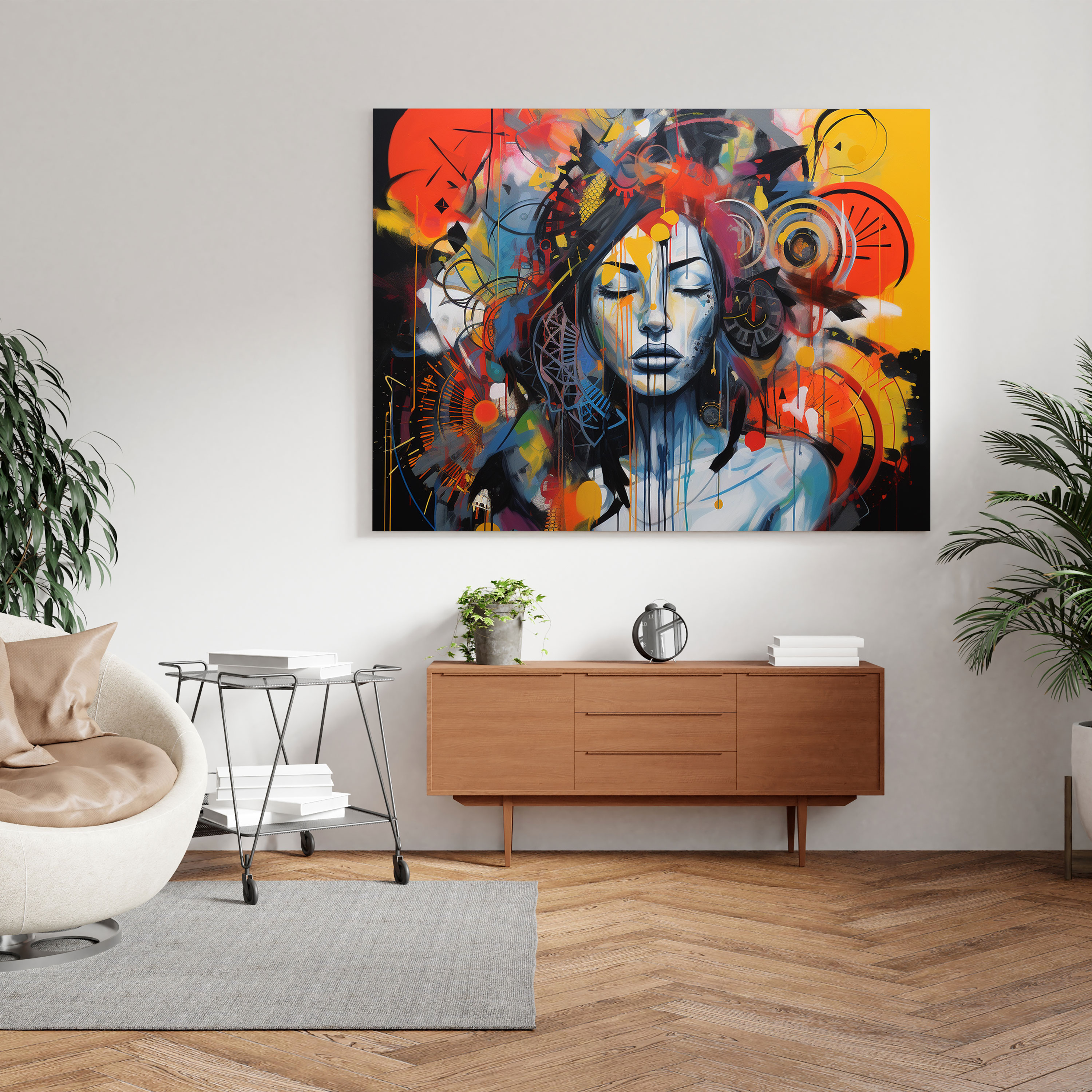 Bohemian Graffiti Fusion Canvas Print - Bohemian, Wall Decoration, Home Decoration, Abstract Mixed Media Artwork