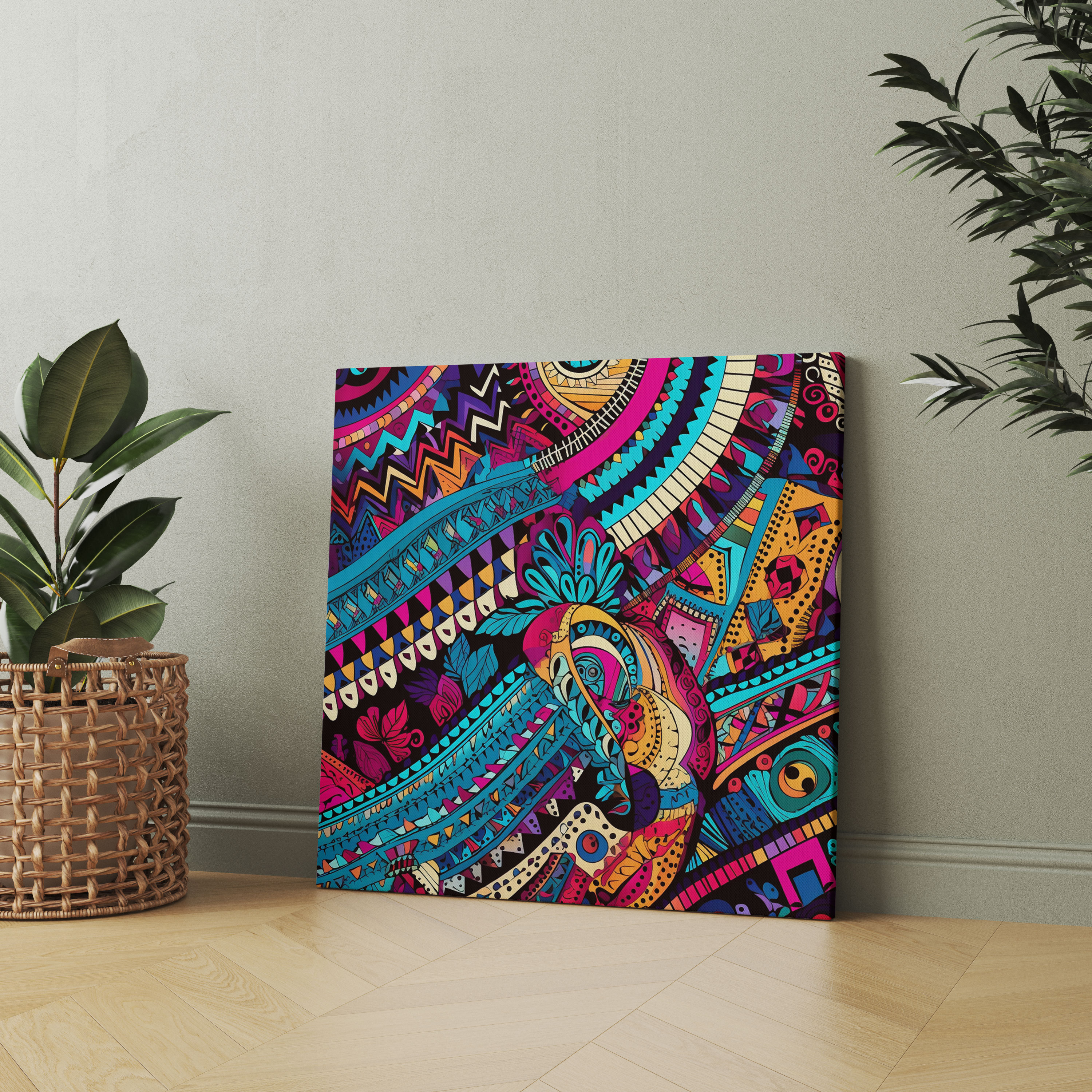Bohemian Textile Treasures Canvas Print - Bohemian, Bohemian, Wall Art, Geometric Shapes
