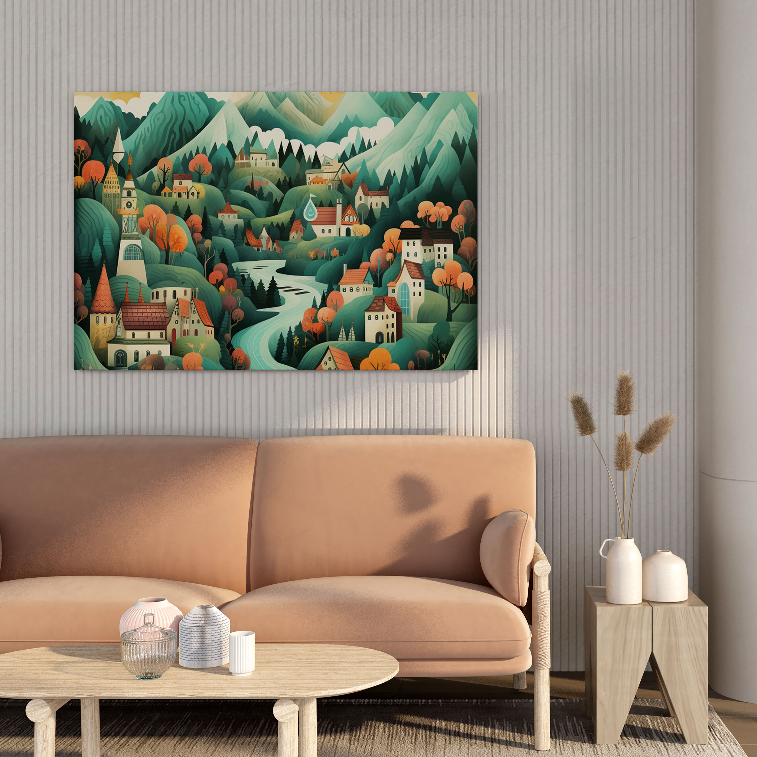 Bohemian Village Canvas Print - Bohemian, Canvas Wall Art, Mountains, Canvas Print