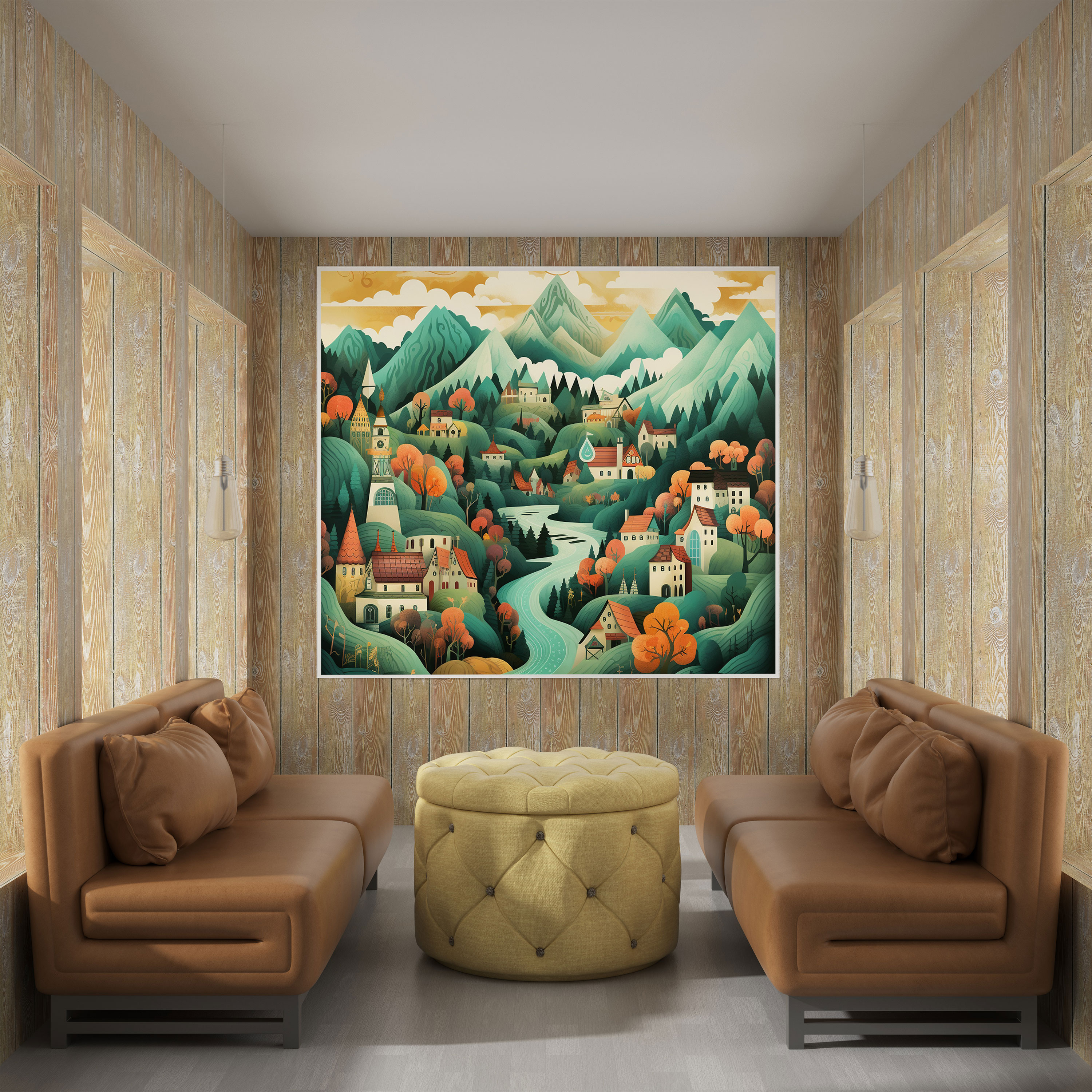 Bohemian Village Canvas Print - Bohemian, Canvas Wall Art, Mountains, Canvas Print