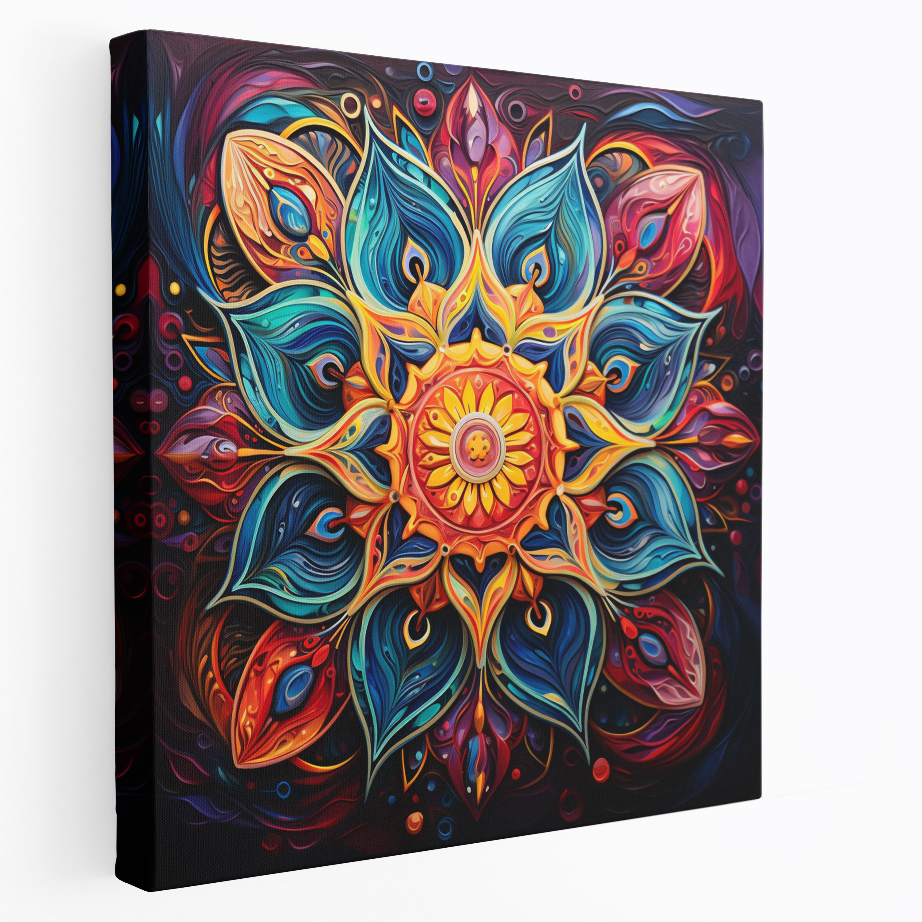 Bohemian Mandala Canvas Print - Bohemian, Acrylic Painting, Wall Decoration, Colorful