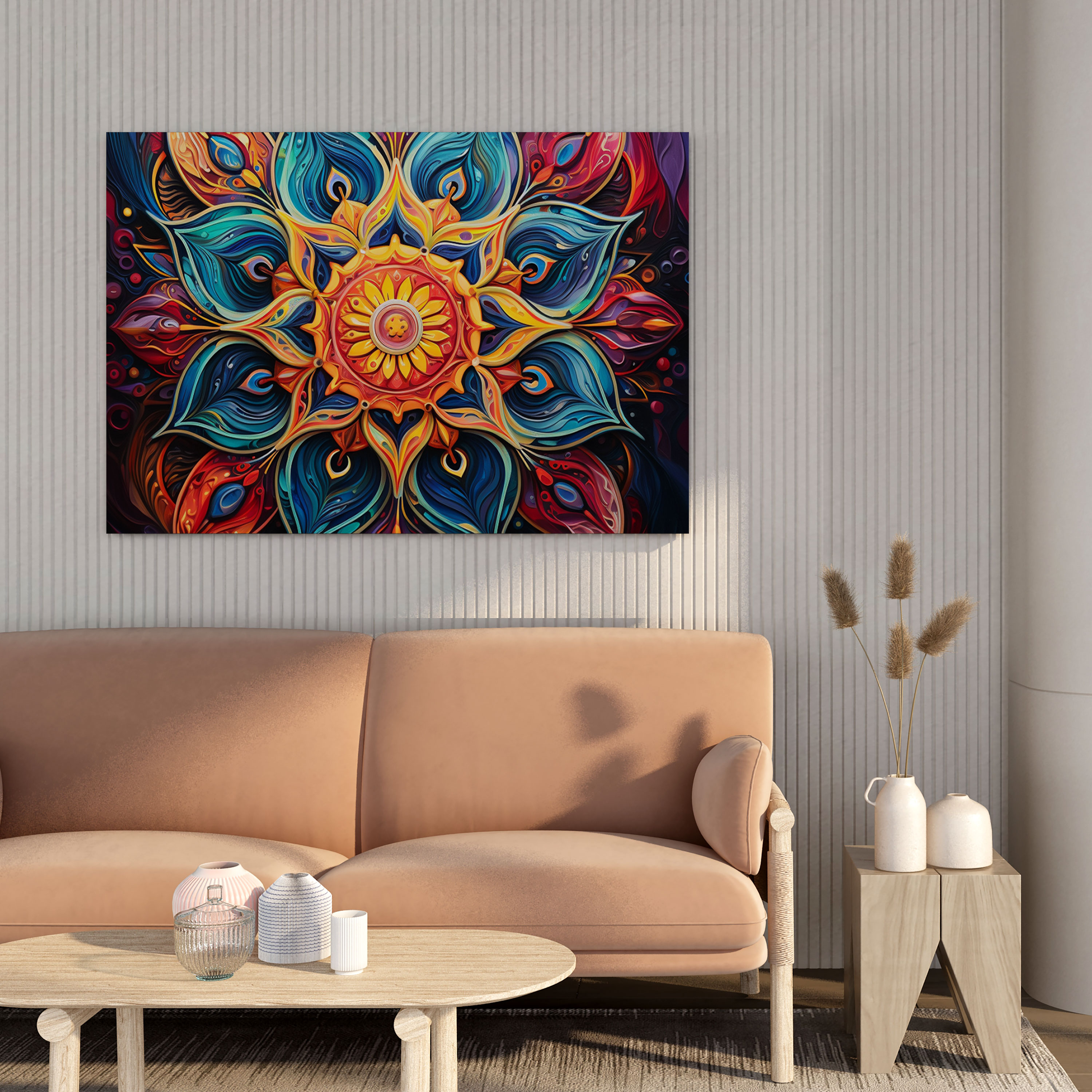 Bohemian Mandala Canvas Print - Bohemian, Acrylic Painting, Wall Decoration, Colorful