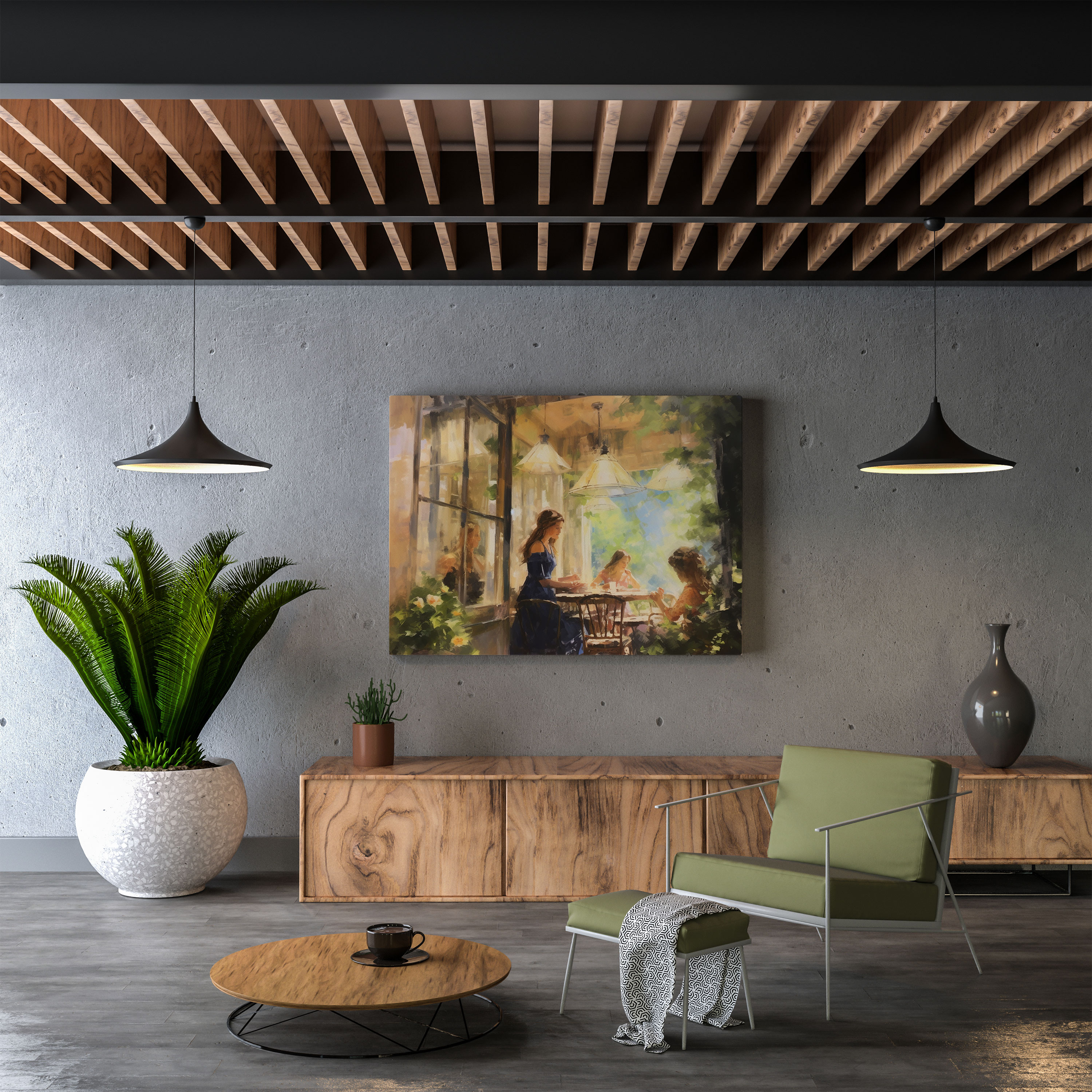 Bohemian Cafe Canvas Print - Bohemian, Home Decoration, Cafe Scene, Bohemian Cafe Canvas Print
