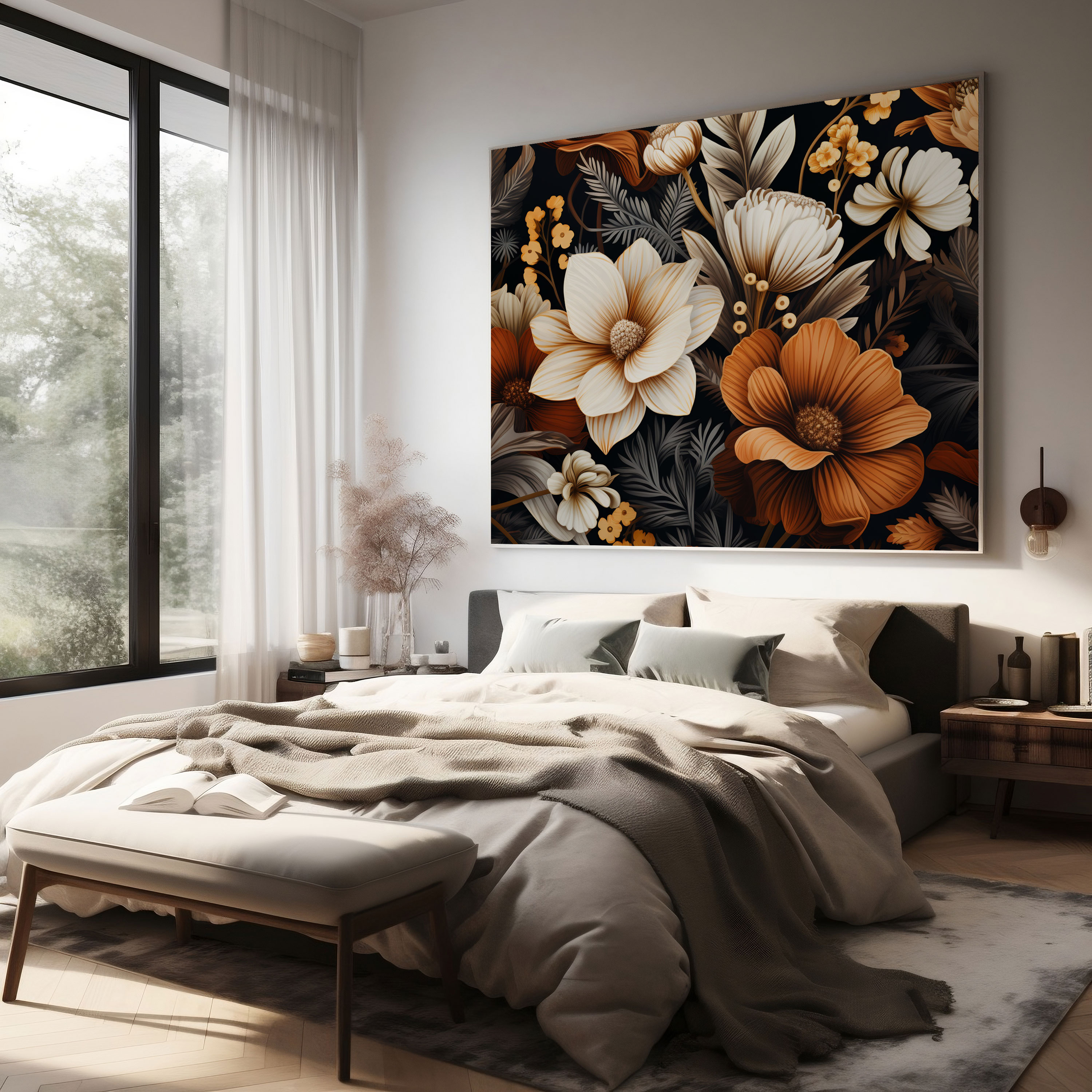 Bohemian Floral Canvas Print - Bohemian, Wall Decoration, Bohemian Floral Canvas Print, Wall Art