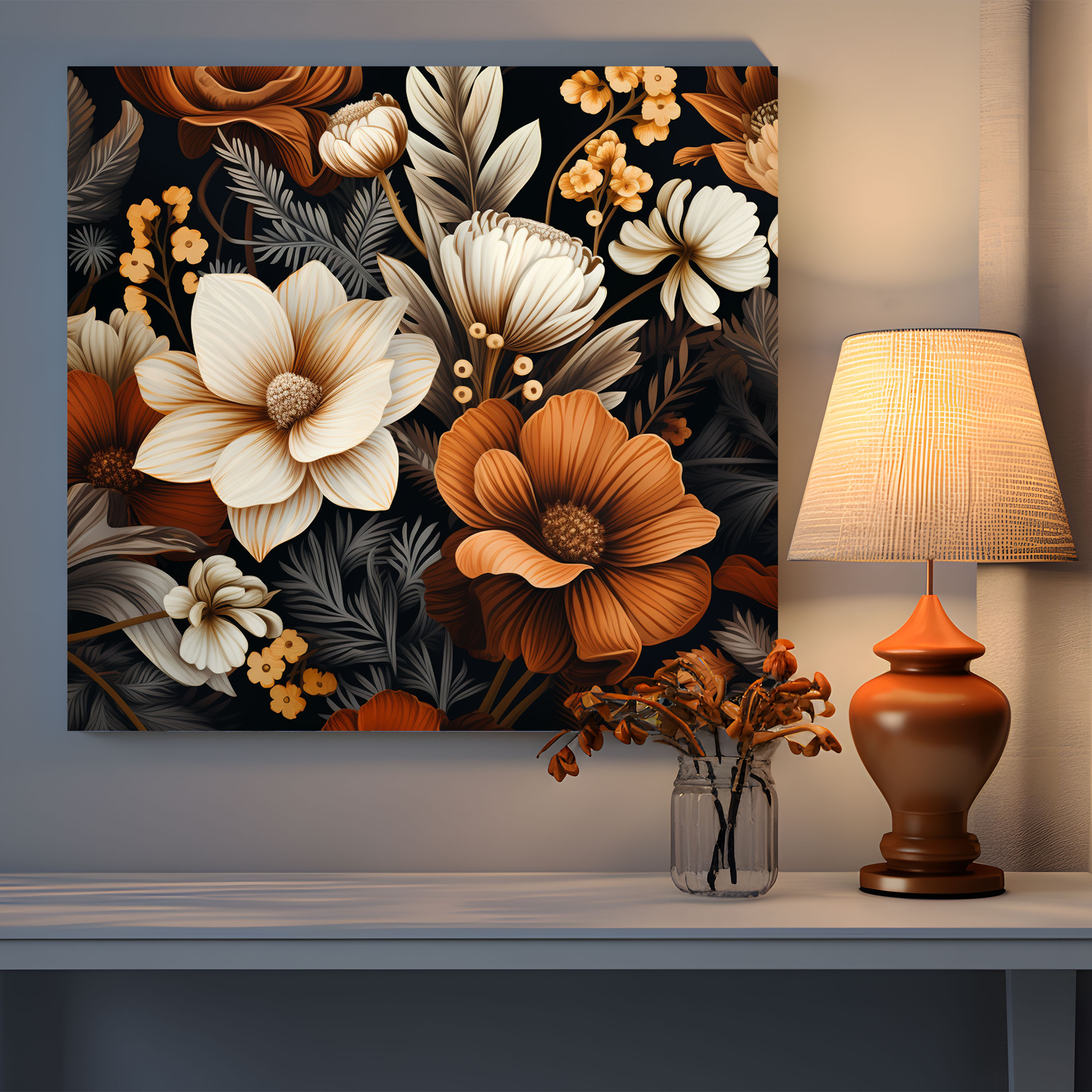 Bohemian Floral Canvas Print - Bohemian, Wall Decoration, Bohemian Floral Canvas Print, Wall Art