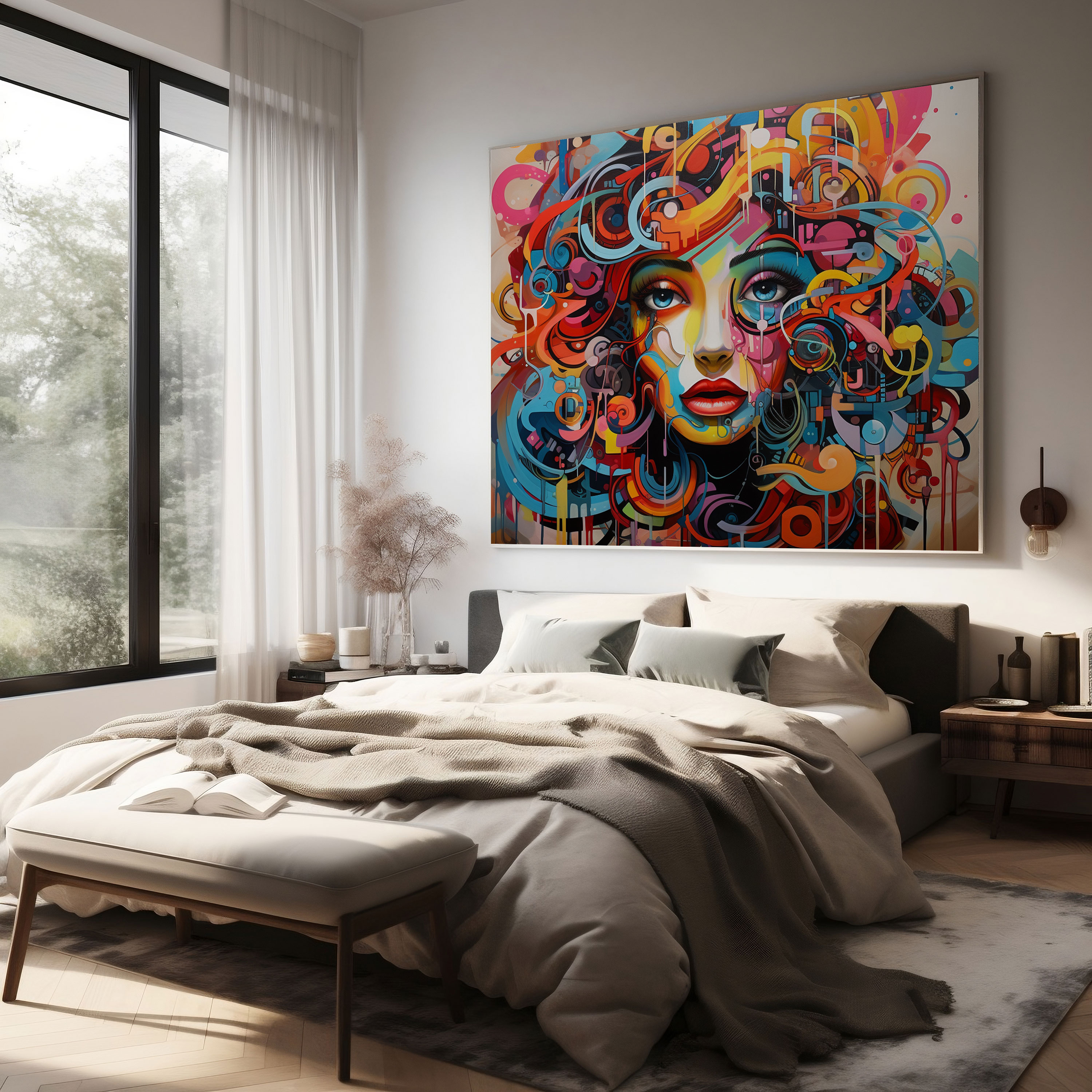 Bohemian Graffiti Canvas Print - Bohemian, Wall Art, Home Decoration, Colorful