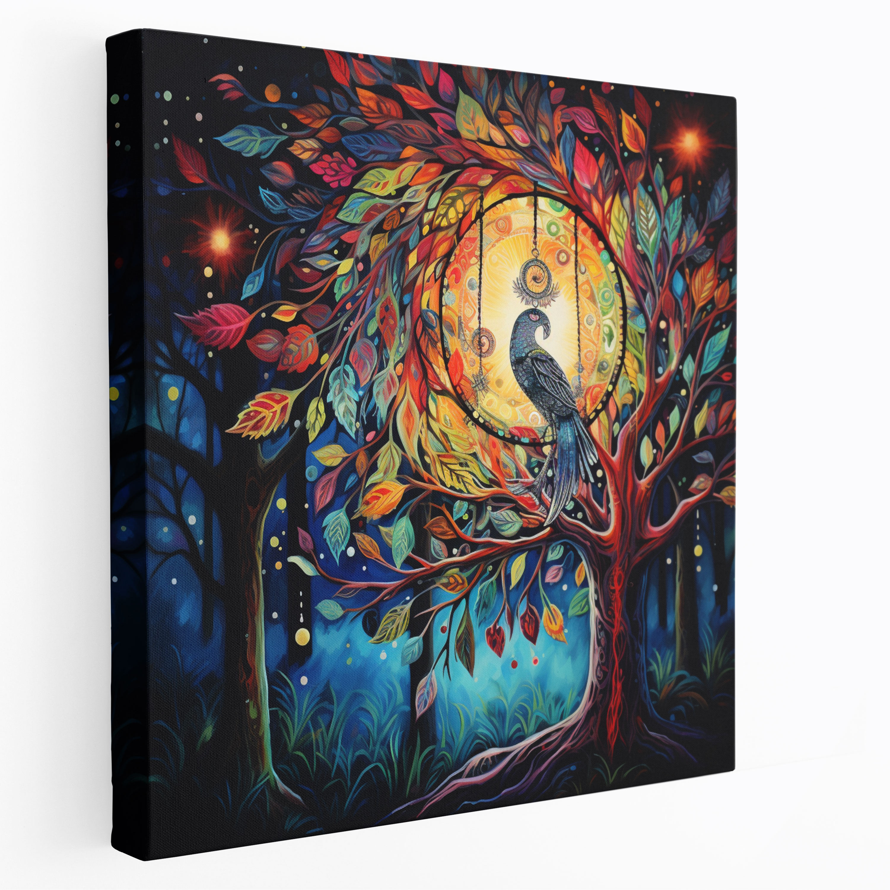 Bohemian Dreamcatcher Canvas Print - Bohemian, Acrylic Painting, Psychedelic Painting, Canvas
