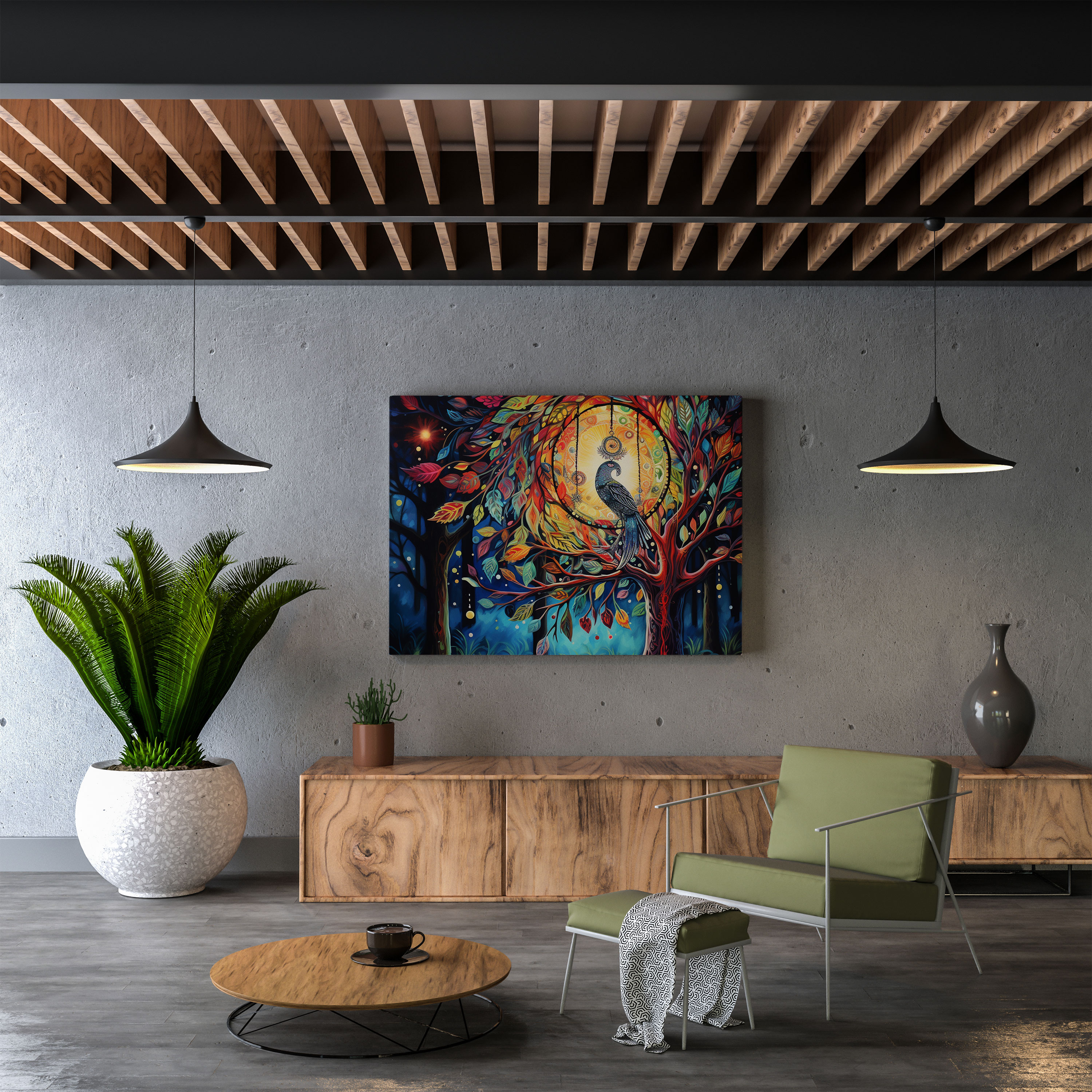 Bohemian Dreamcatcher Canvas Print - Bohemian, Acrylic Painting, Psychedelic Painting, Canvas