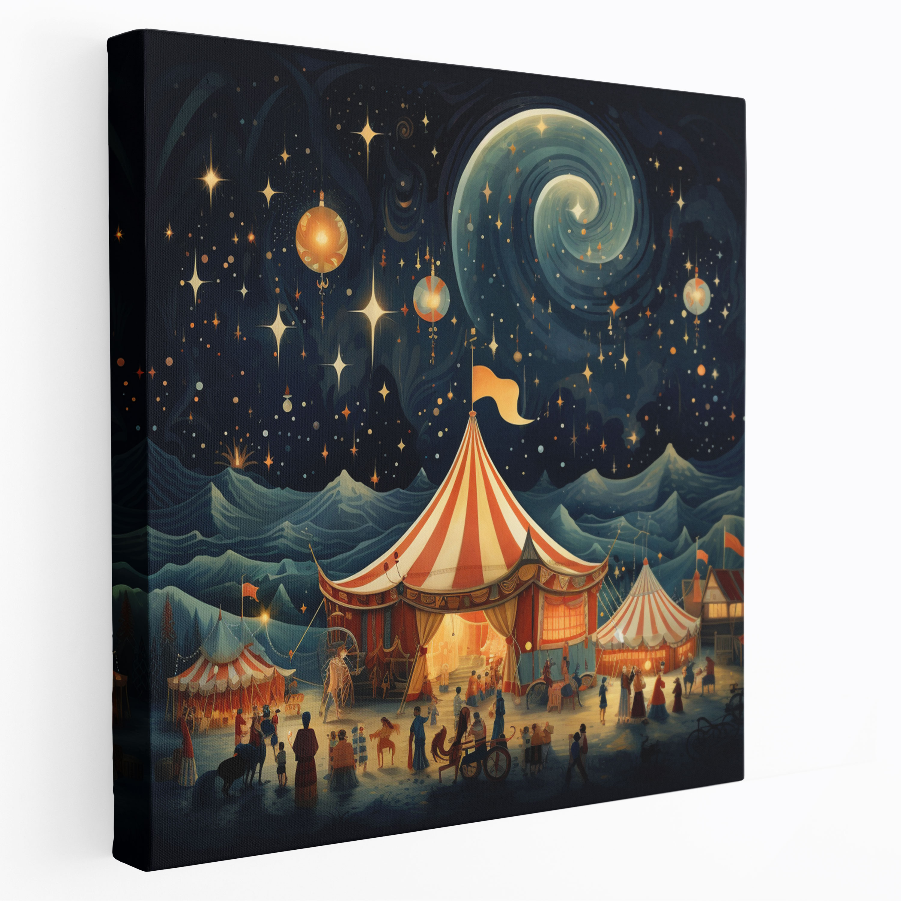 Bohemian Circus Caravan Canvas Print - Bohemian, Starry Night, Bohemian Art, Wall Decoration