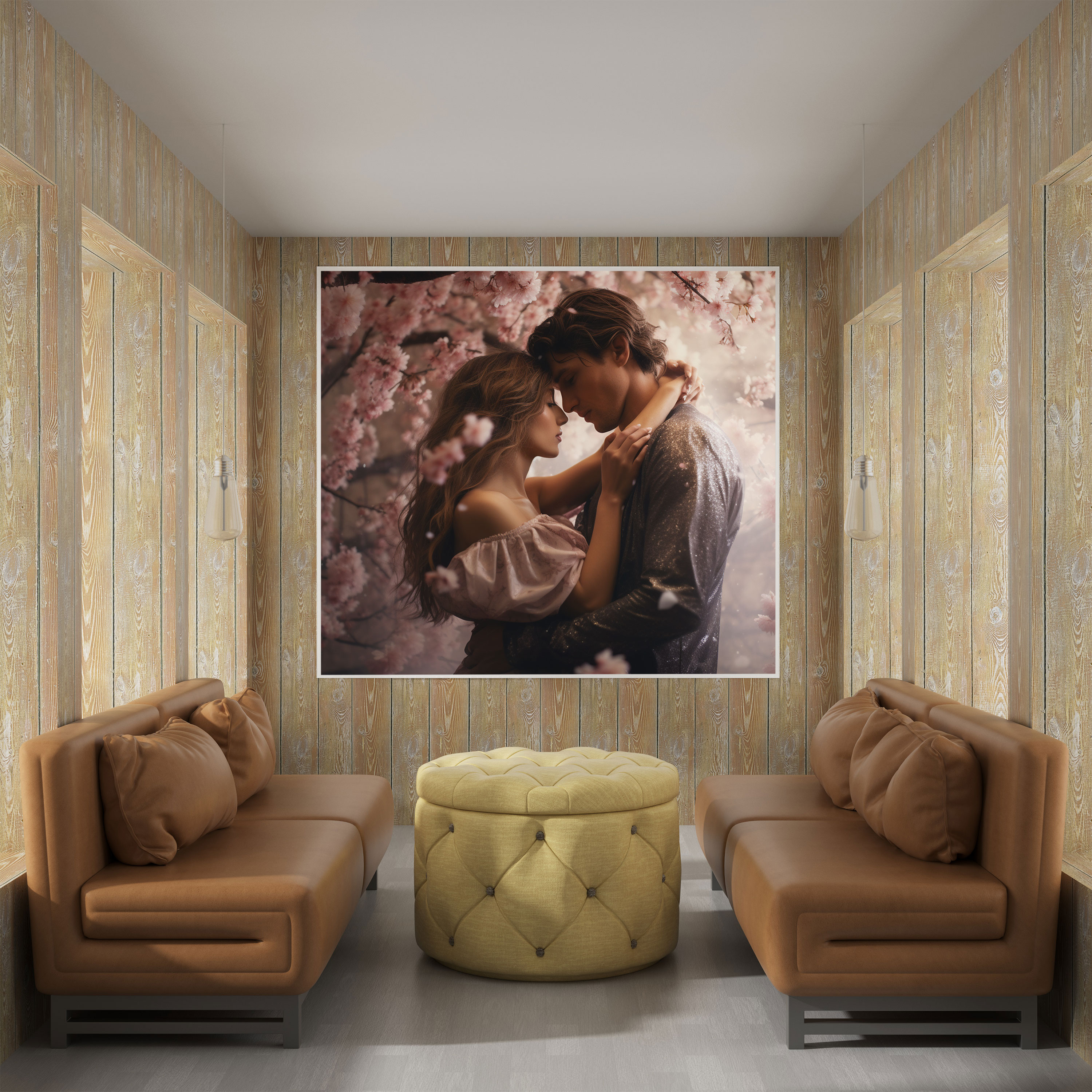 Bohemian Cherry Blossom Romance Canvas Print - Bohemian, Love, Wall Decoration, Romantic Scene