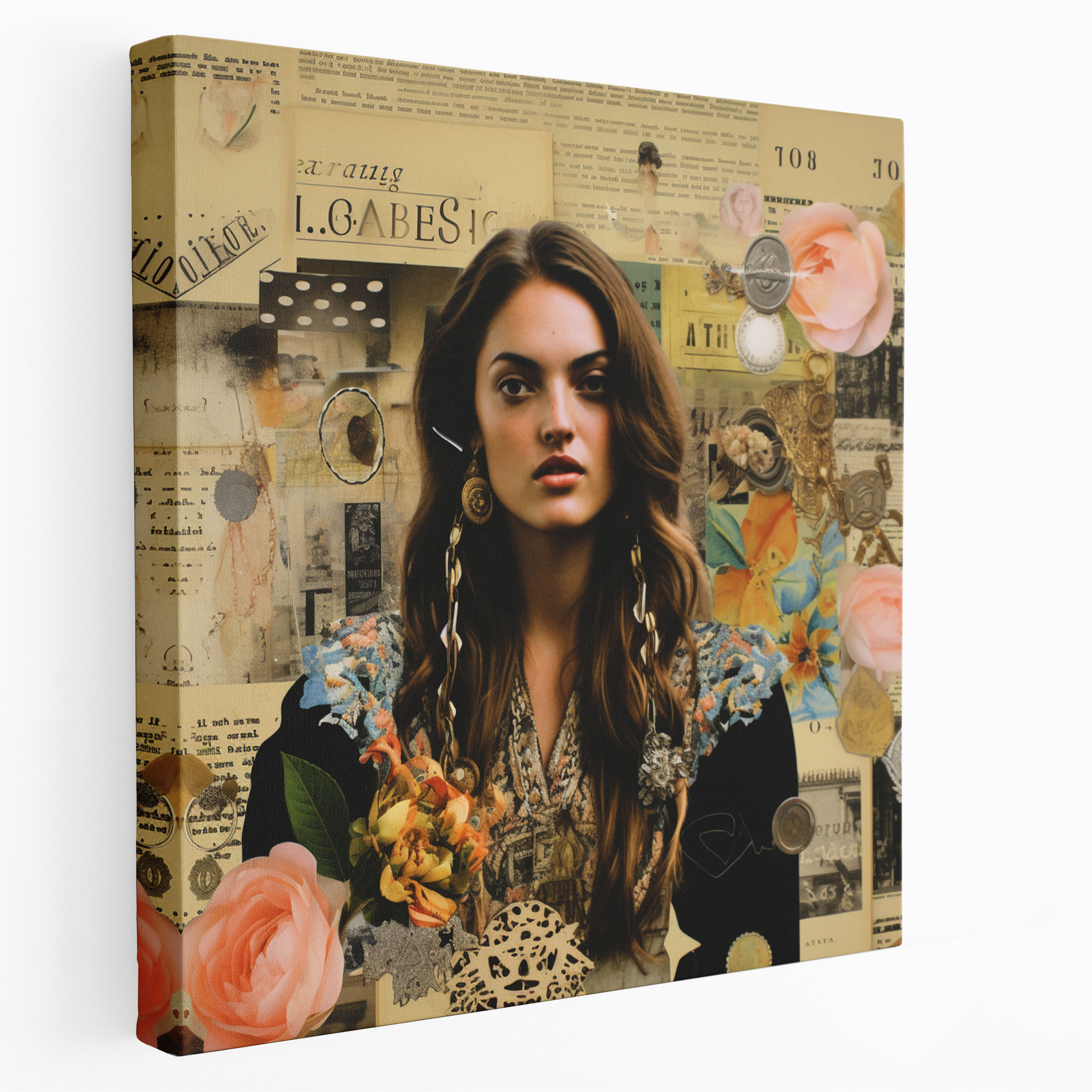 Bohemian Vintage Collage Canvas Print - Bohemian, Canvas, Nostalgia, Bohemian Art