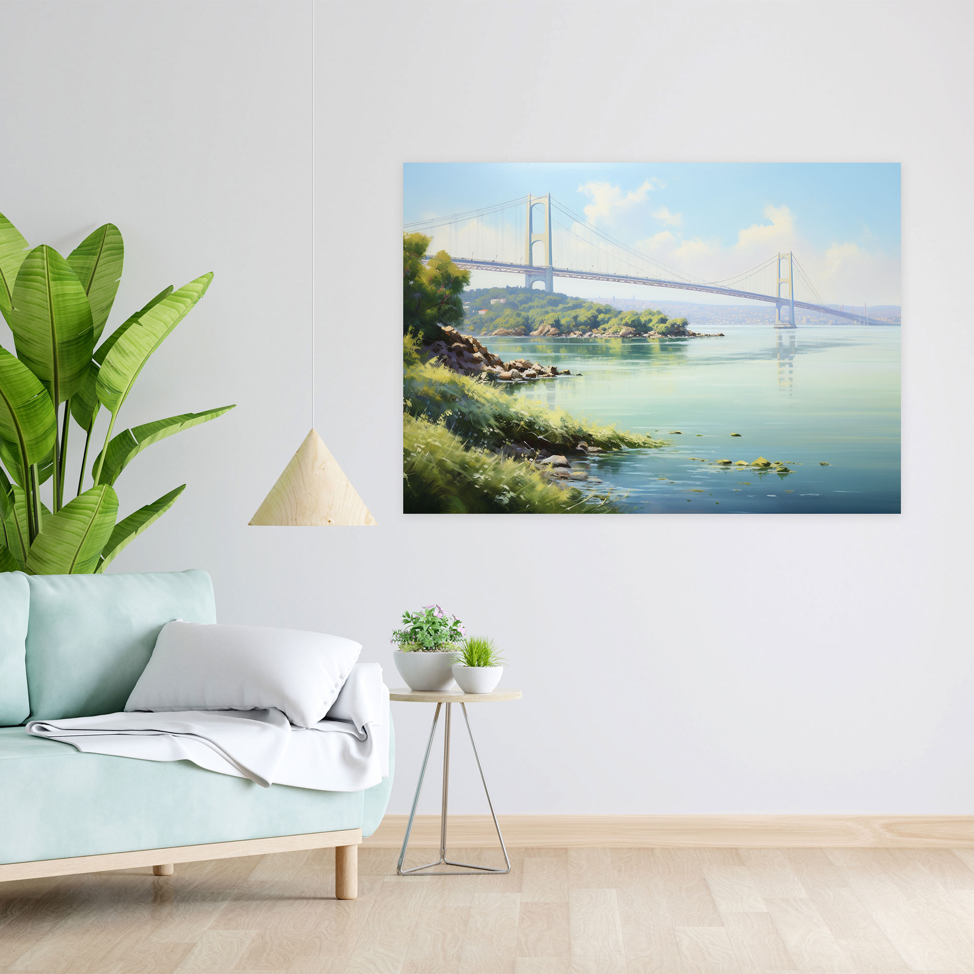 Bosphorus Bridge Wall Decoration - Bosphorus Bridge, Canvas Wall Art, Lush Greenery, Bosphorus Bridge