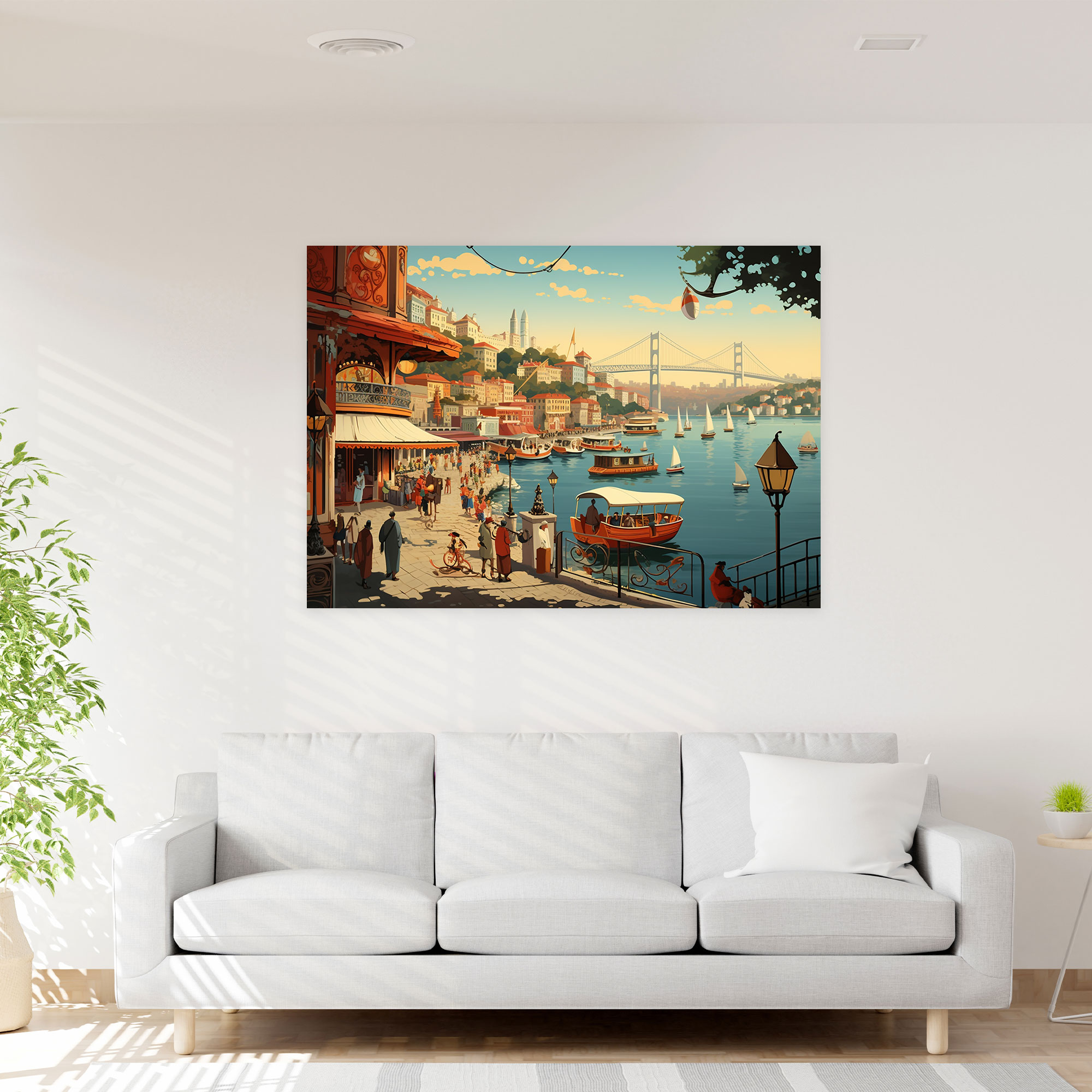 Bosphorus Bridge Vintage Travel Poster - Bosphorus Bridge, Wanderlust, Canvas, Canvas Print
