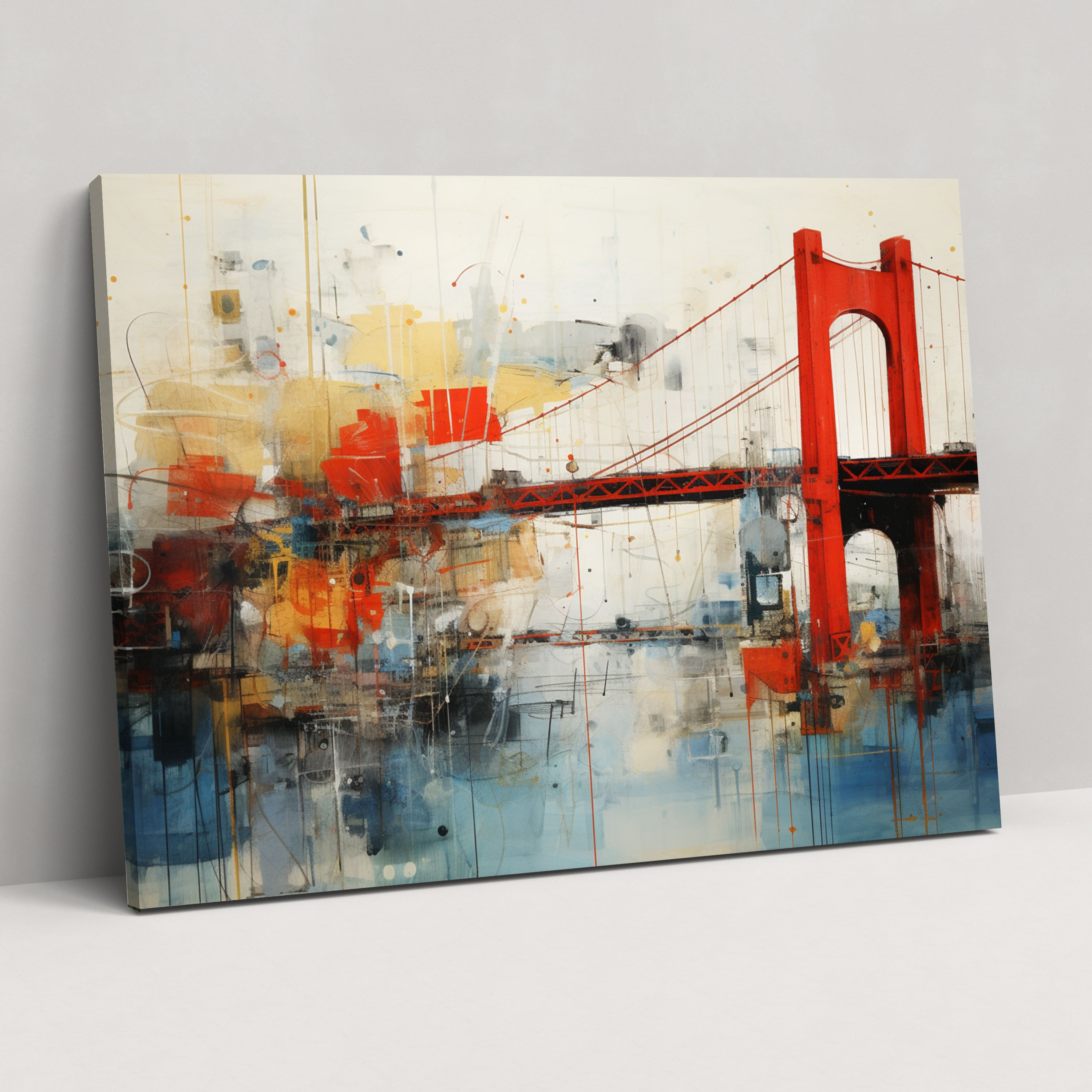 Bosphorus Bridge Abstract Mixed Media Art - Bosphorus Bridge, Abstract Mixed Media Artwork, Various Perspectives, Canvas Wall Art