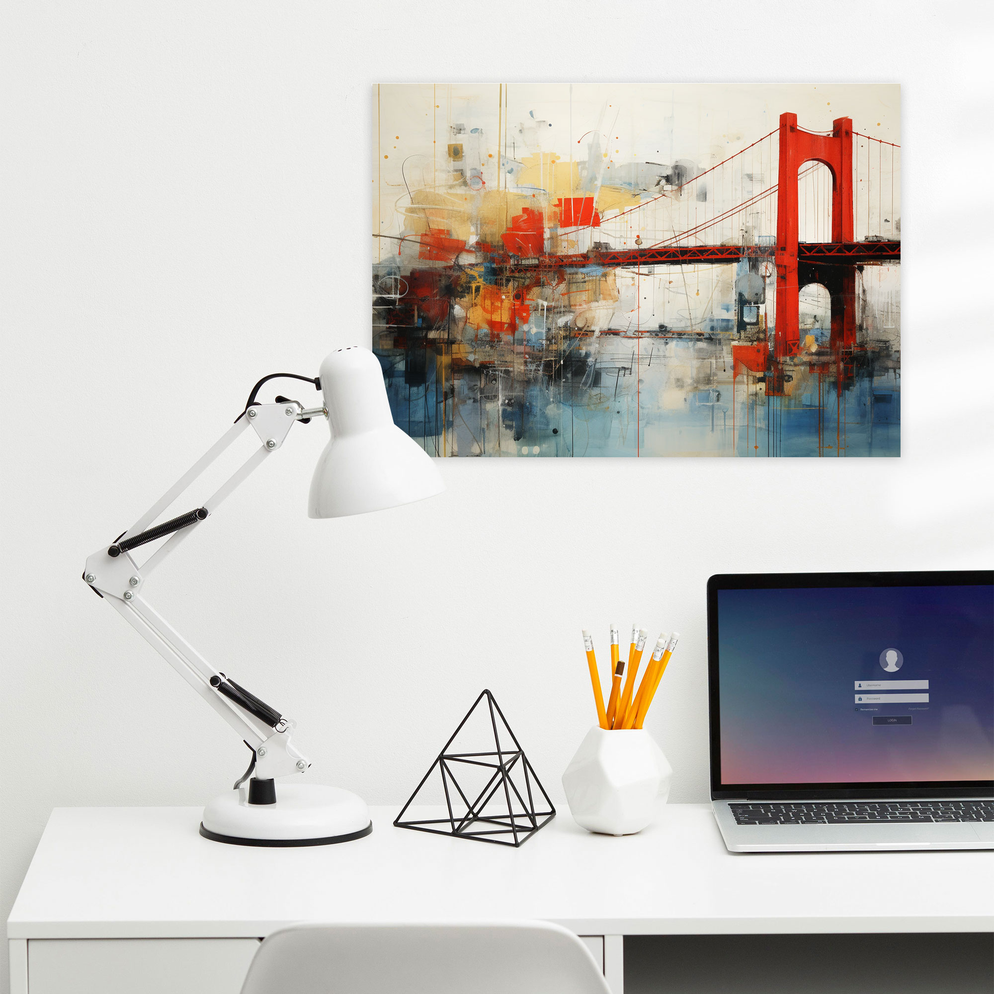 Bosphorus Bridge Abstract Mixed Media Art - Bosphorus Bridge, Abstract Mixed Media Artwork, Various Perspectives, Canvas Wall Art