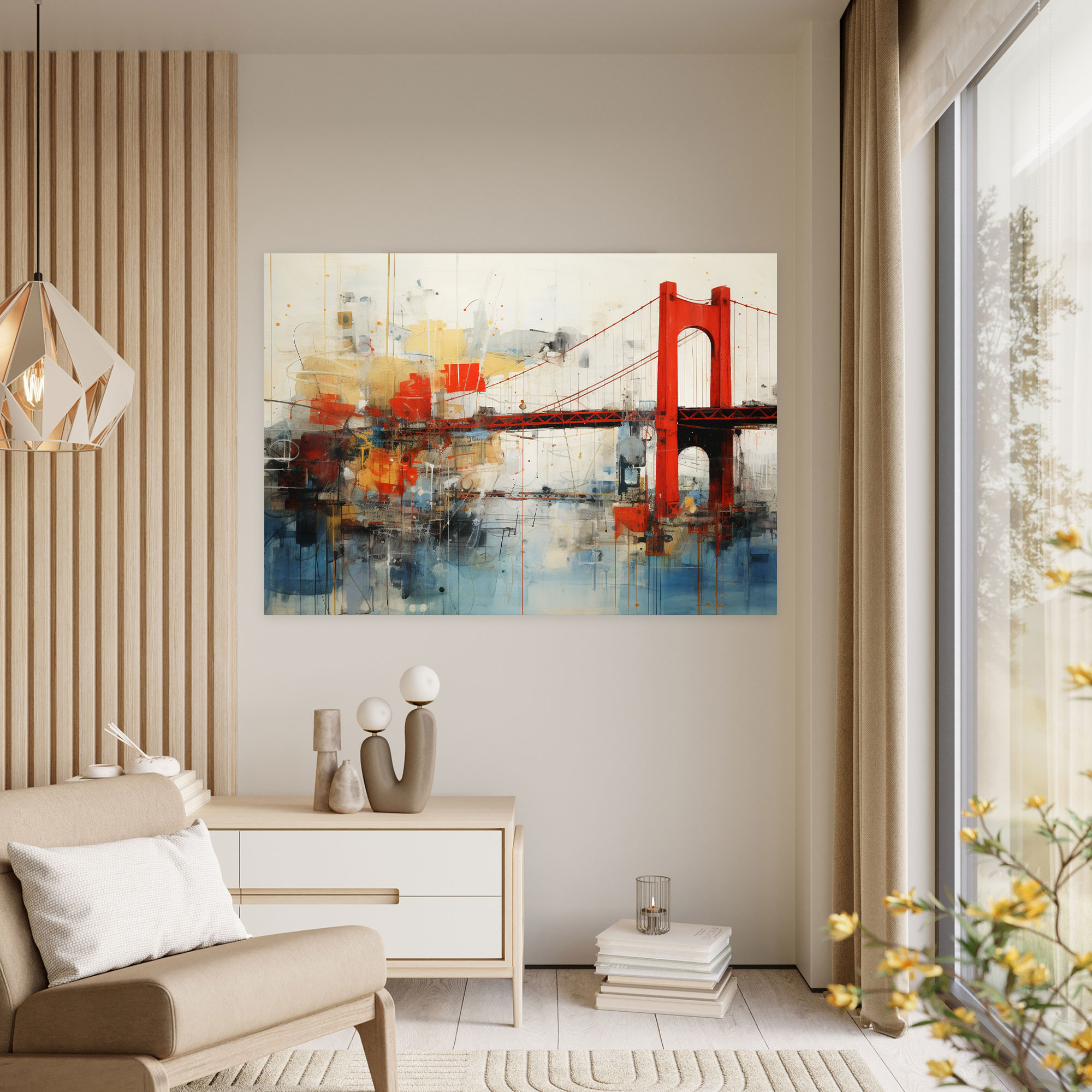 Bosphorus Bridge Abstract Mixed Media Art - Bosphorus Bridge, Abstract Mixed Media Artwork, Various Perspectives, Canvas Wall Art