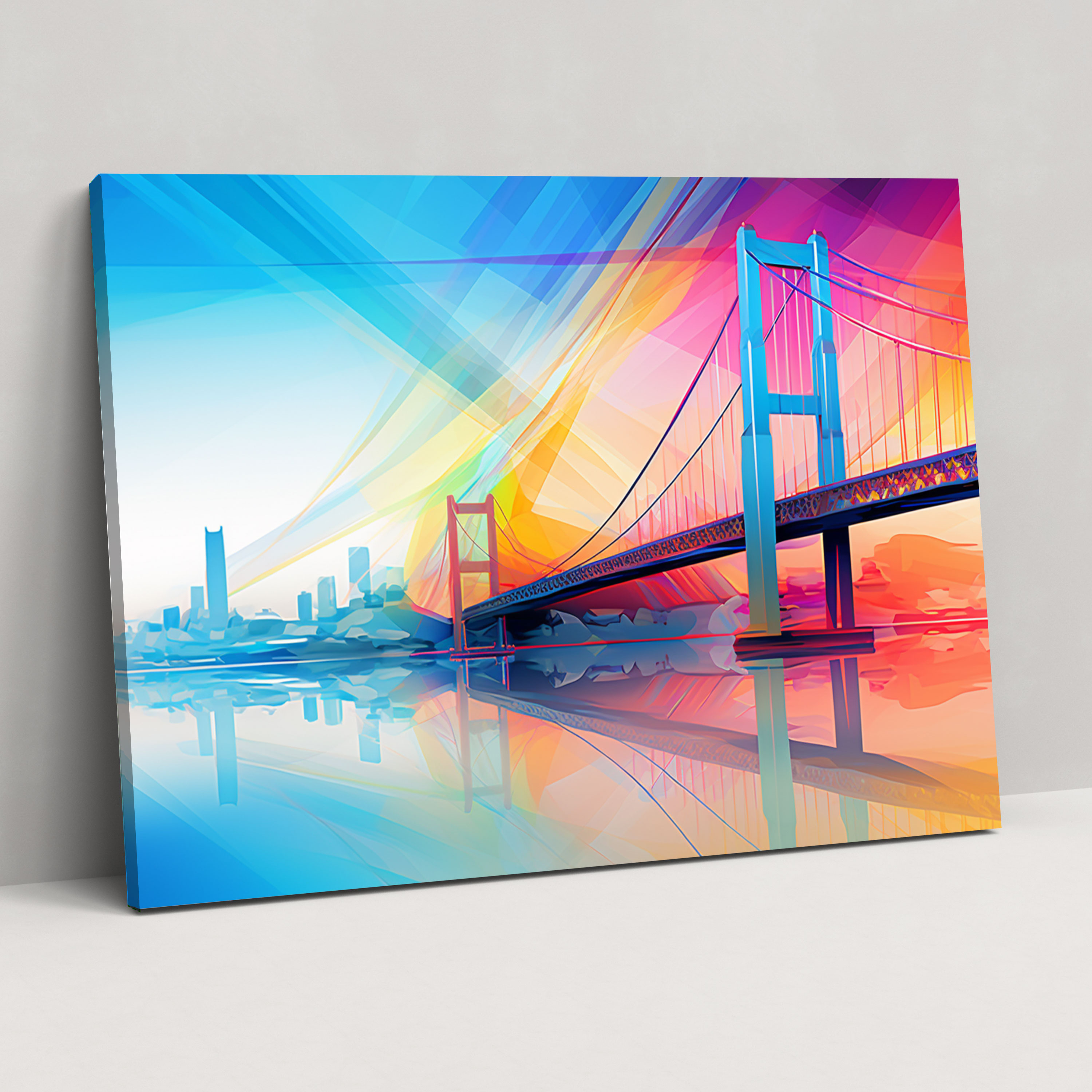 Bosphorus Bridge Geometric Digital Art - Bosphorus Bridge, Home Decoration, Canvas Print, Wall Art