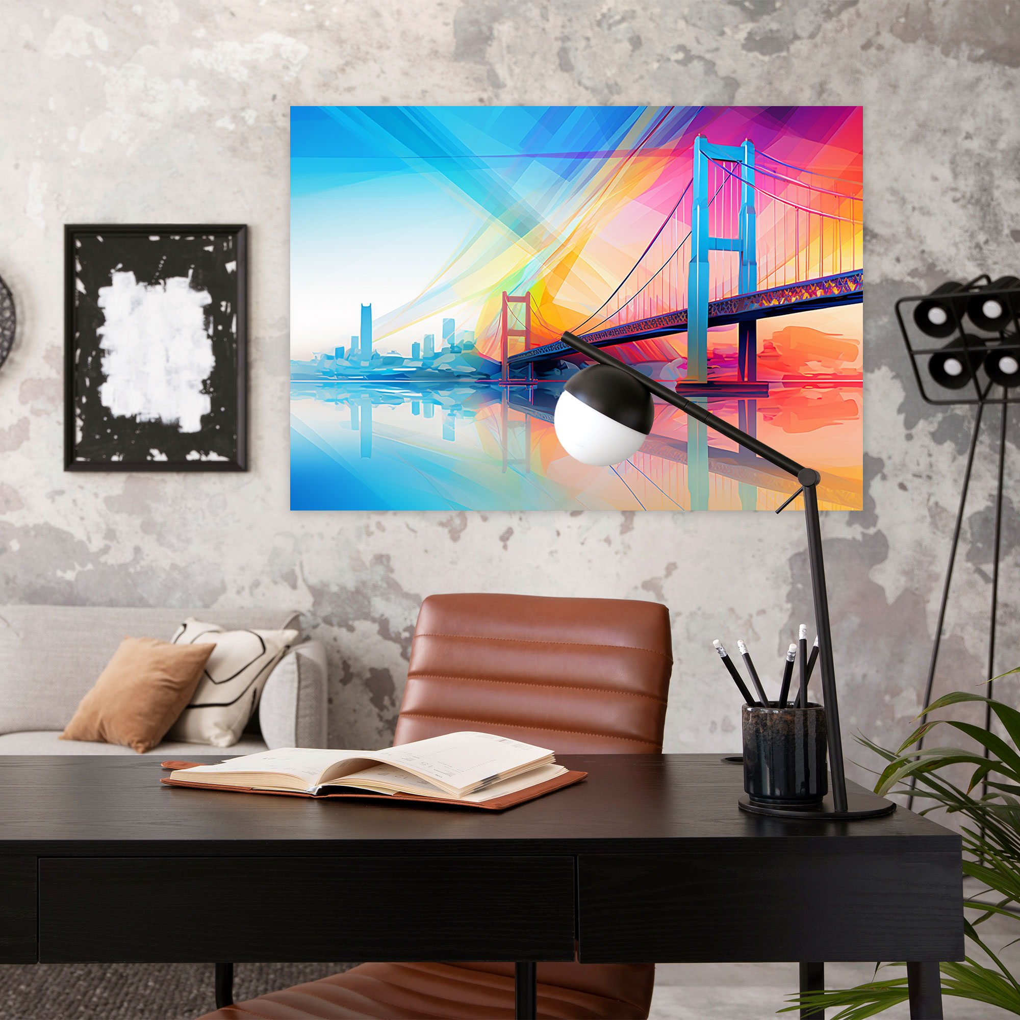 Bosphorus Bridge Geometric Digital Art - Bosphorus Bridge, Home Decoration, Canvas Print, Wall Art