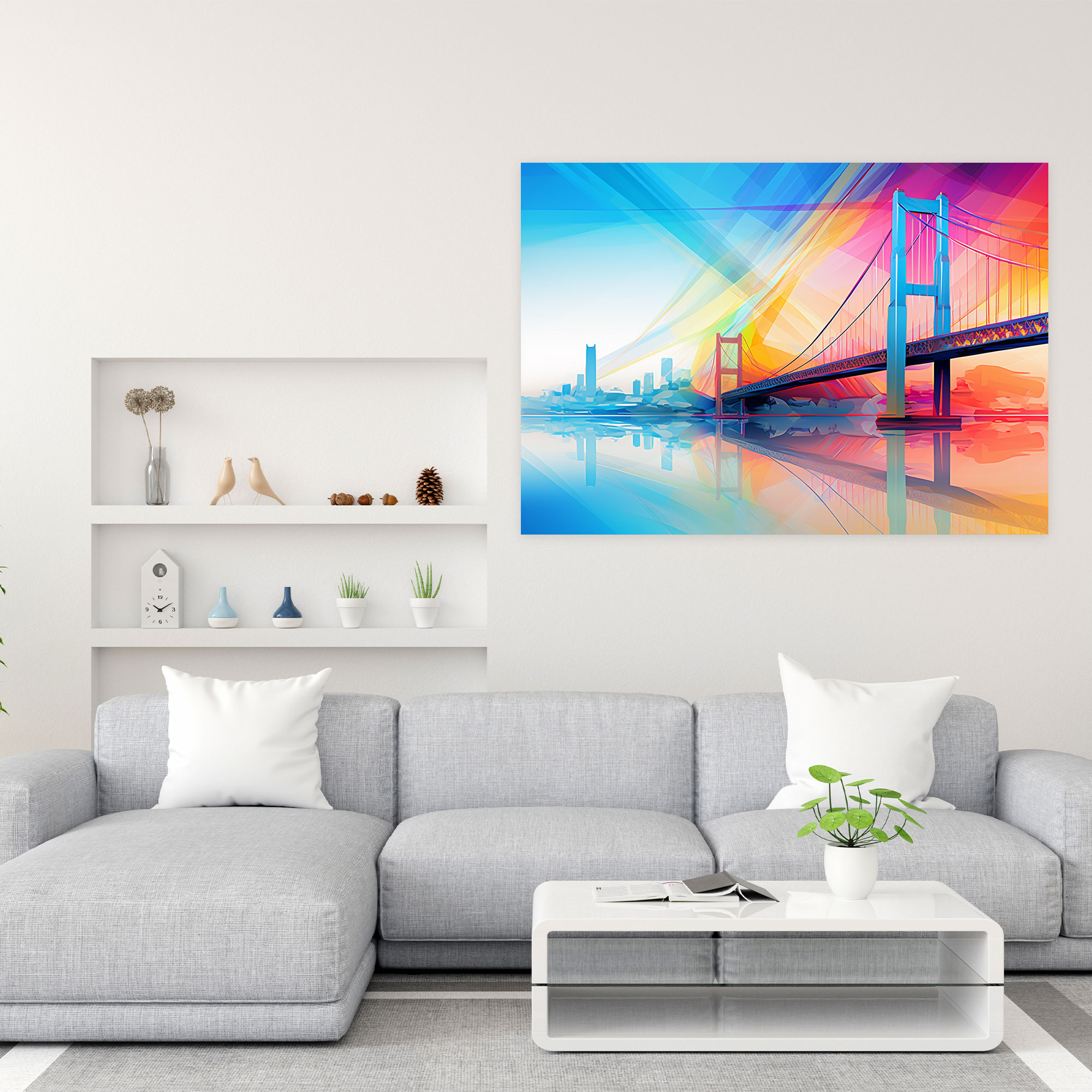 Bosphorus Bridge Geometric Digital Art - Bosphorus Bridge, Home Decoration, Canvas Print, Wall Art
