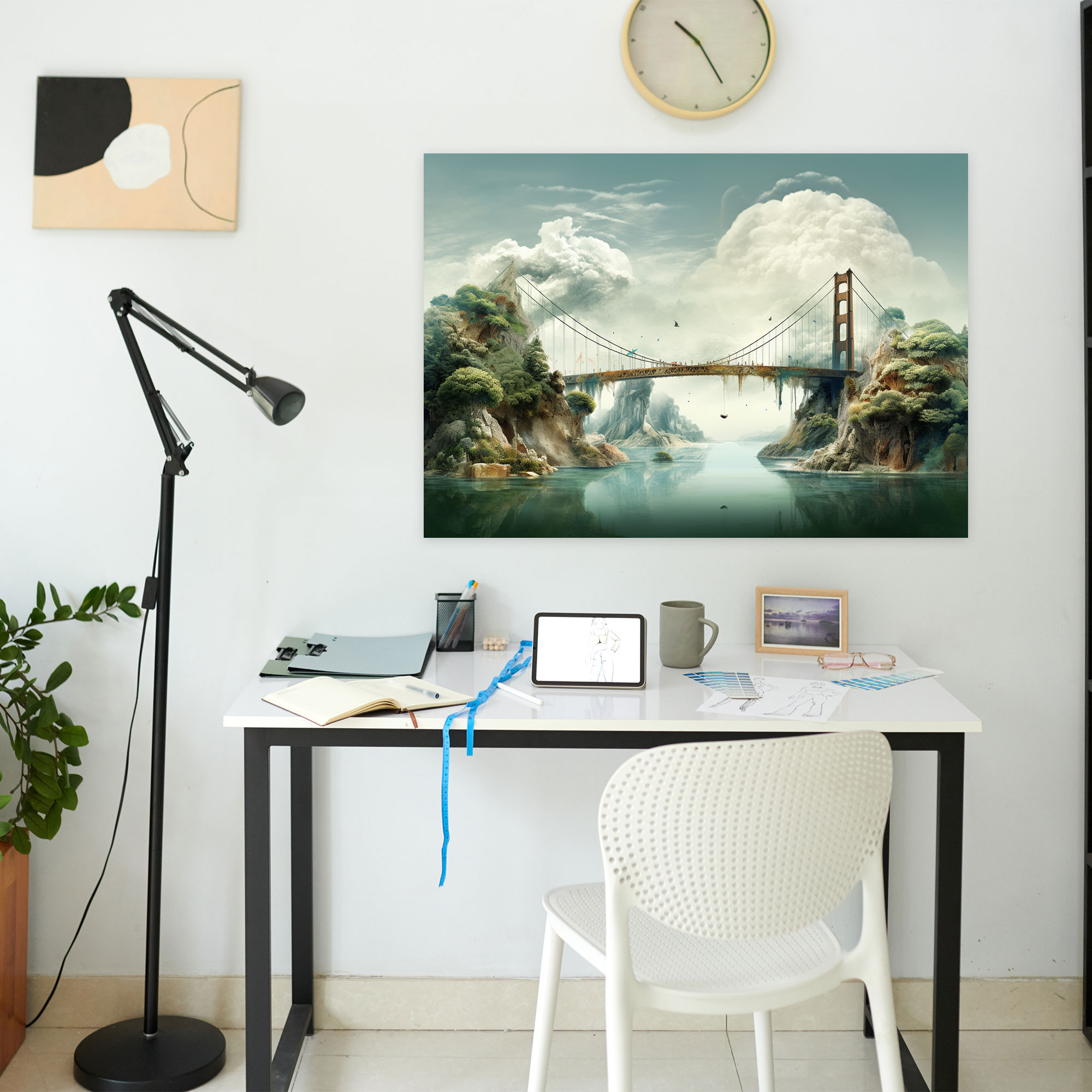 Bosphorus Bridge Surreal Mixed Media Art - Bosphorus Bridge, Wall Decoration, Fantastical, Canvas Wall Art