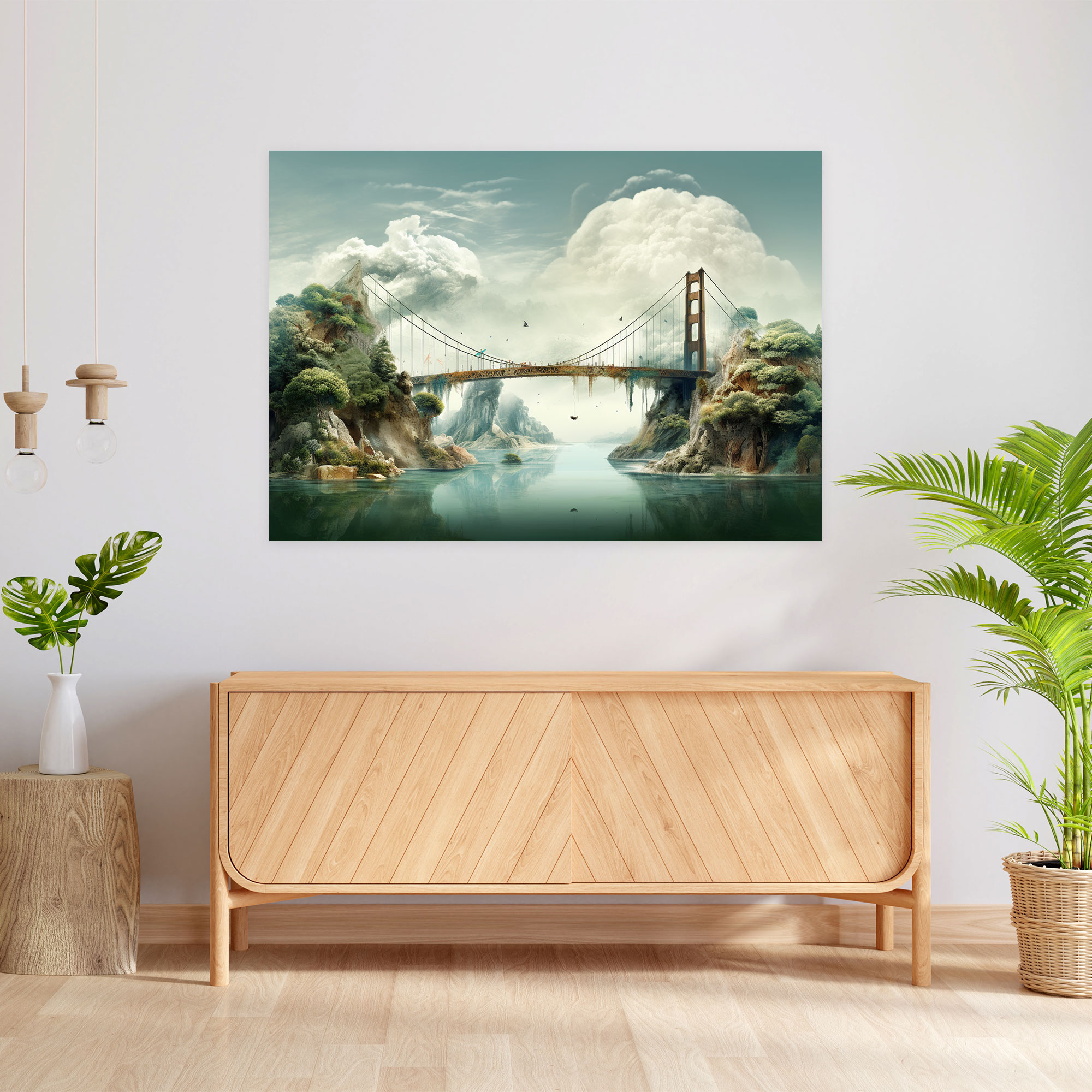 Bosphorus Bridge Surreal Mixed Media Art - Bosphorus Bridge, Wall Decoration, Fantastical, Canvas Wall Art