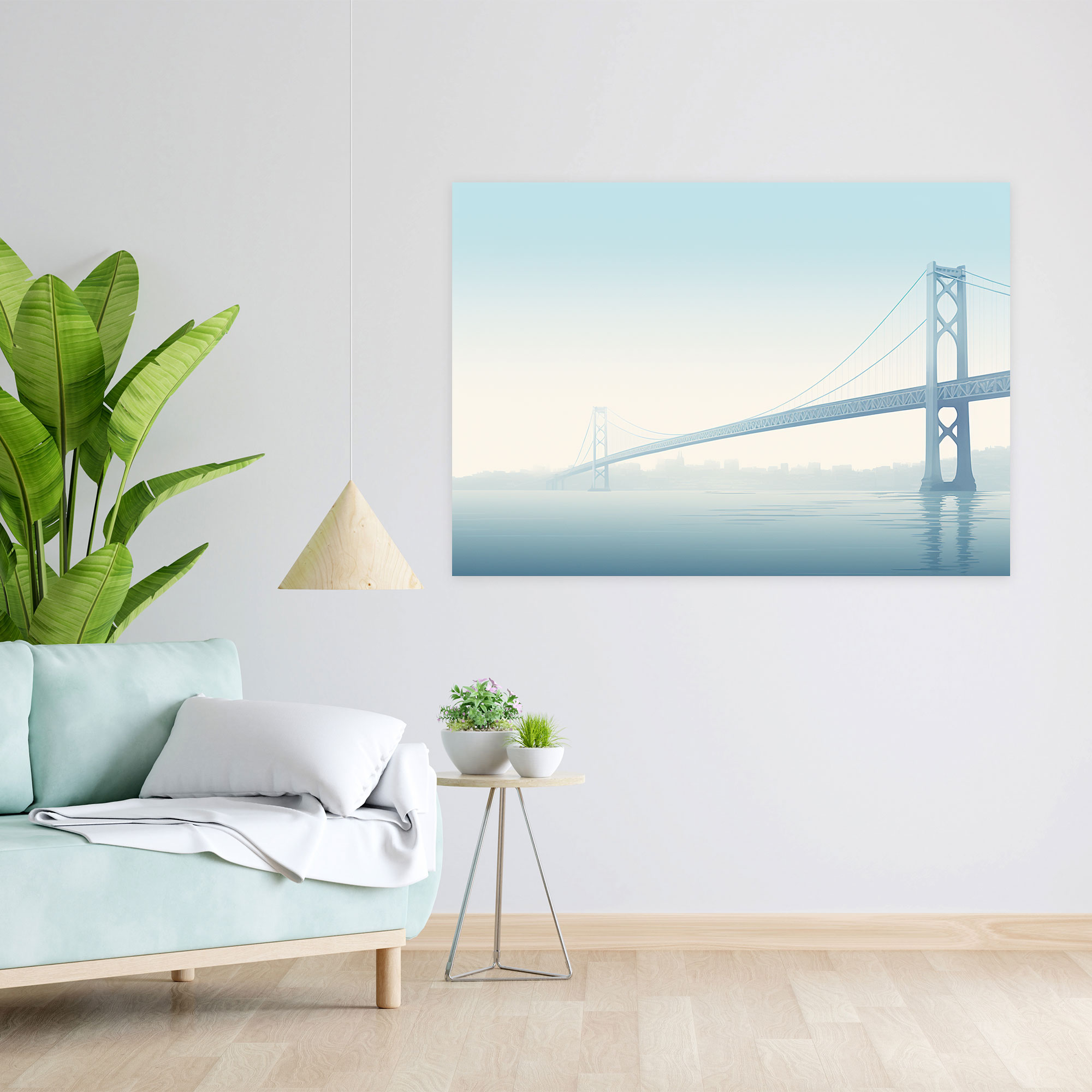 Boğaziçi Köprüsü Duvar Dekoru - Boğaziçi Köprüsü Temiz Çizgiler Minimalist Sanat Eseri Duvar Sanatı
