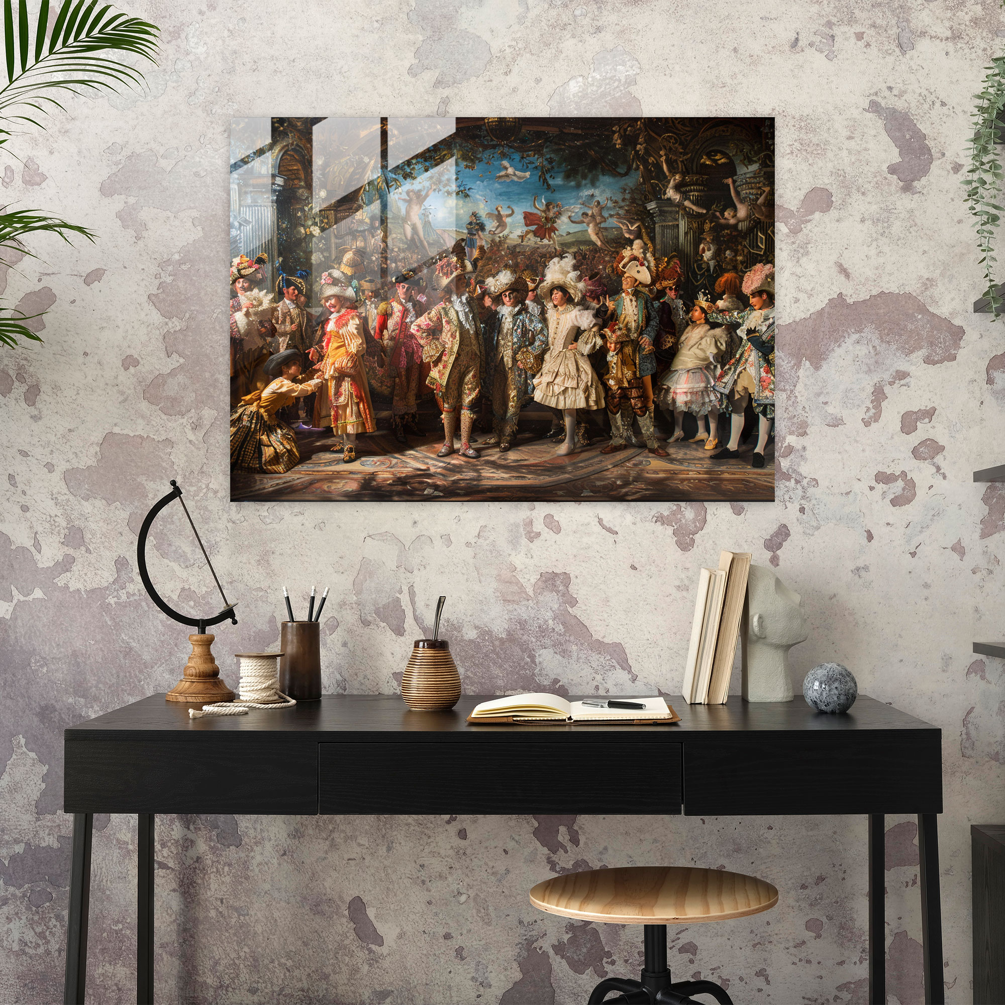 Barok Tarzı Resim Duvar Süsü - Barok Cam Tablo Sanatı Modern Sanat Cam Tablo