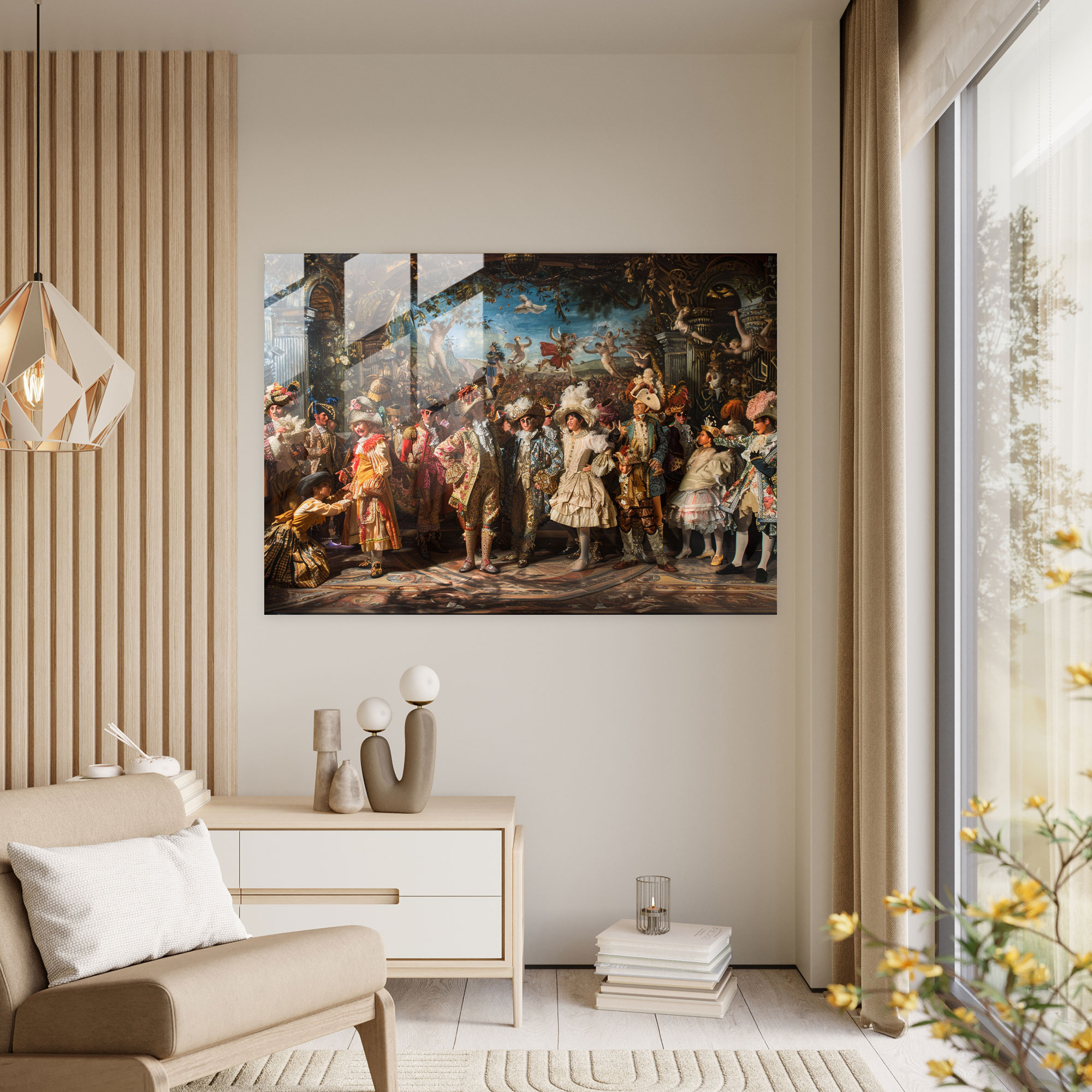 Barok Tarzı Resim Duvar Süsü - Barok Cam Tablo Sanatı Modern Sanat Cam Tablo