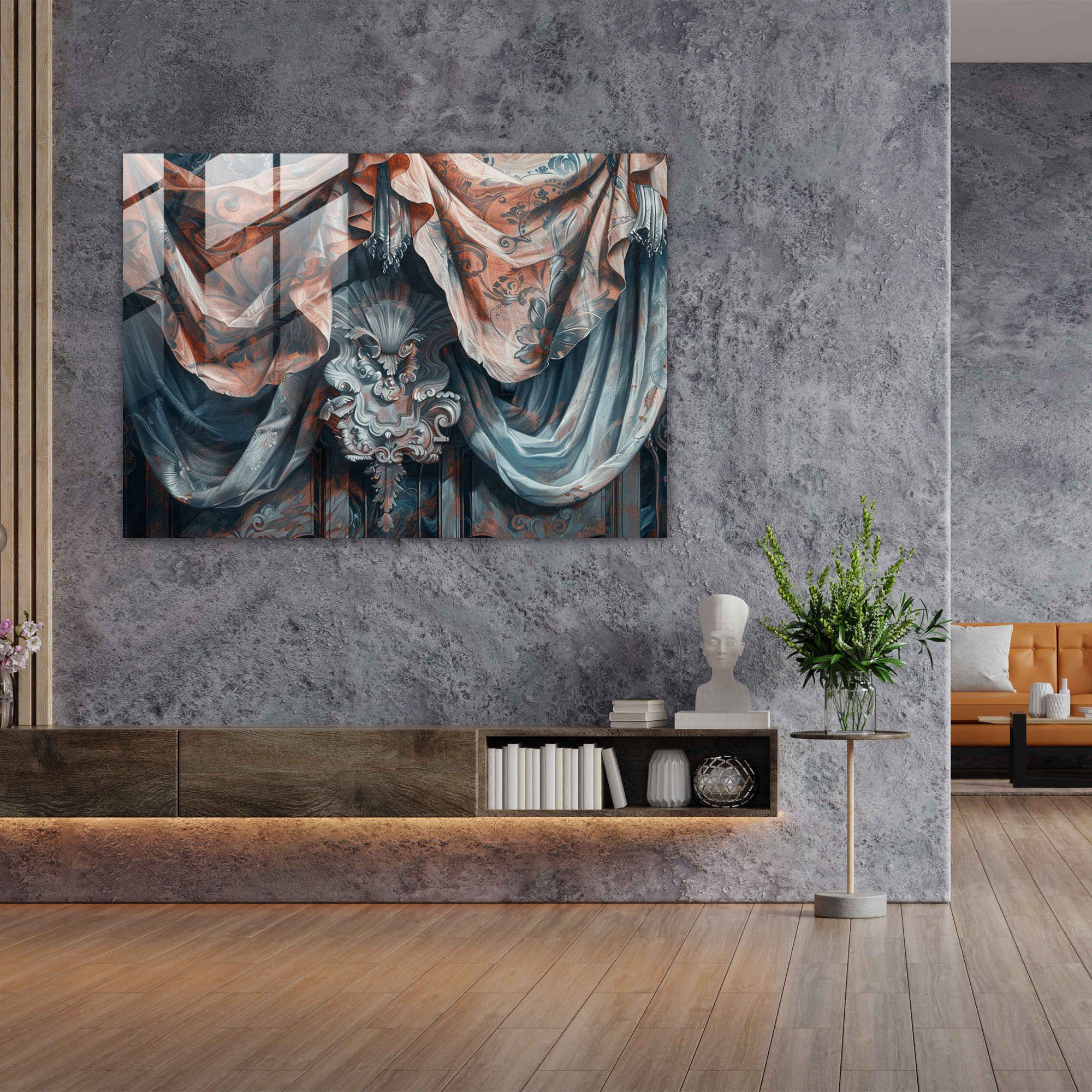 Barok Tarzı Resim Modern Sanat - Kanvas Tablo Cam Duvar Sanatı Duvar Dekorasyonu Ev Dekorasyonu