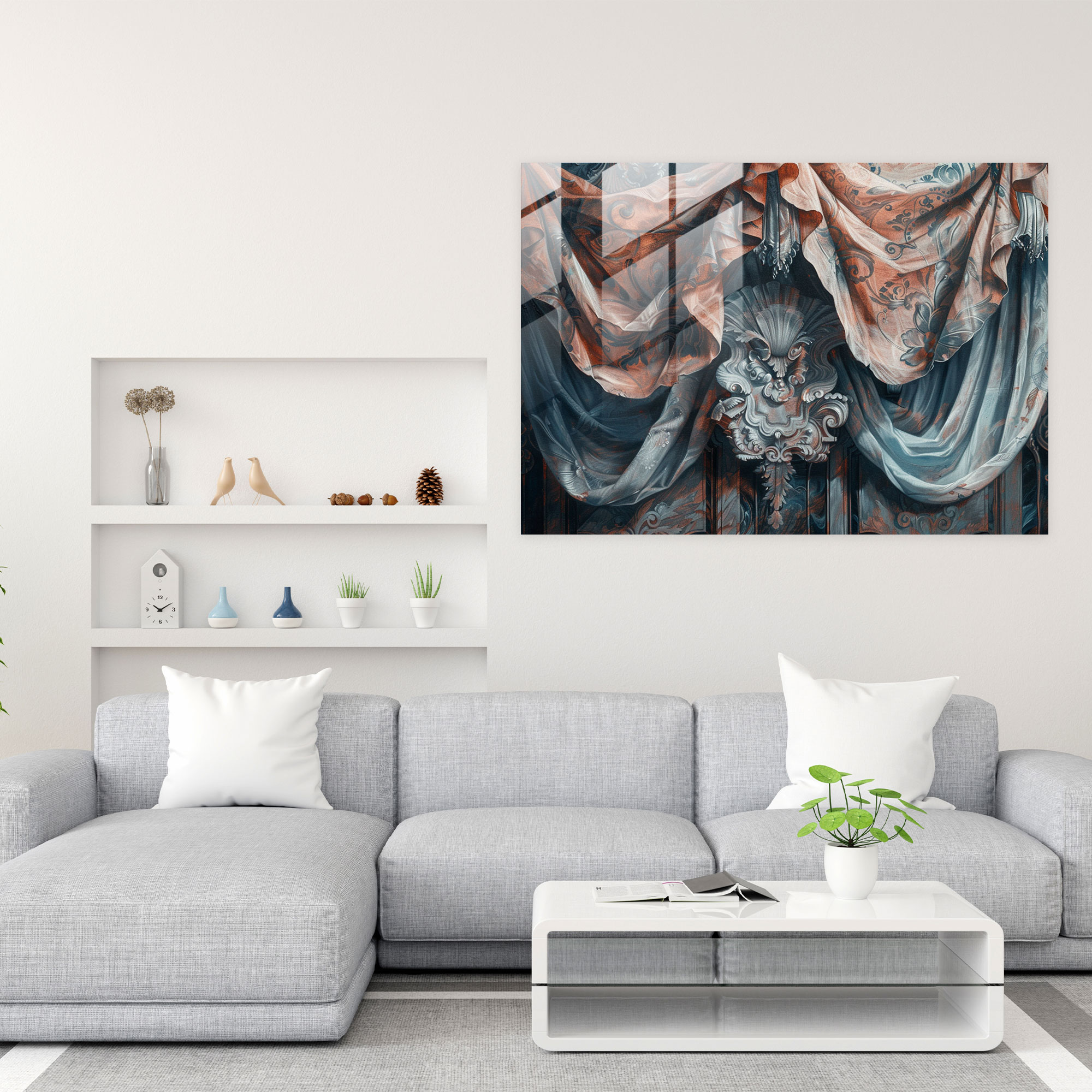 Barok Tarzı Resim Modern Sanat - Kanvas Tablo Cam Duvar Sanatı Duvar Dekorasyonu Ev Dekorasyonu