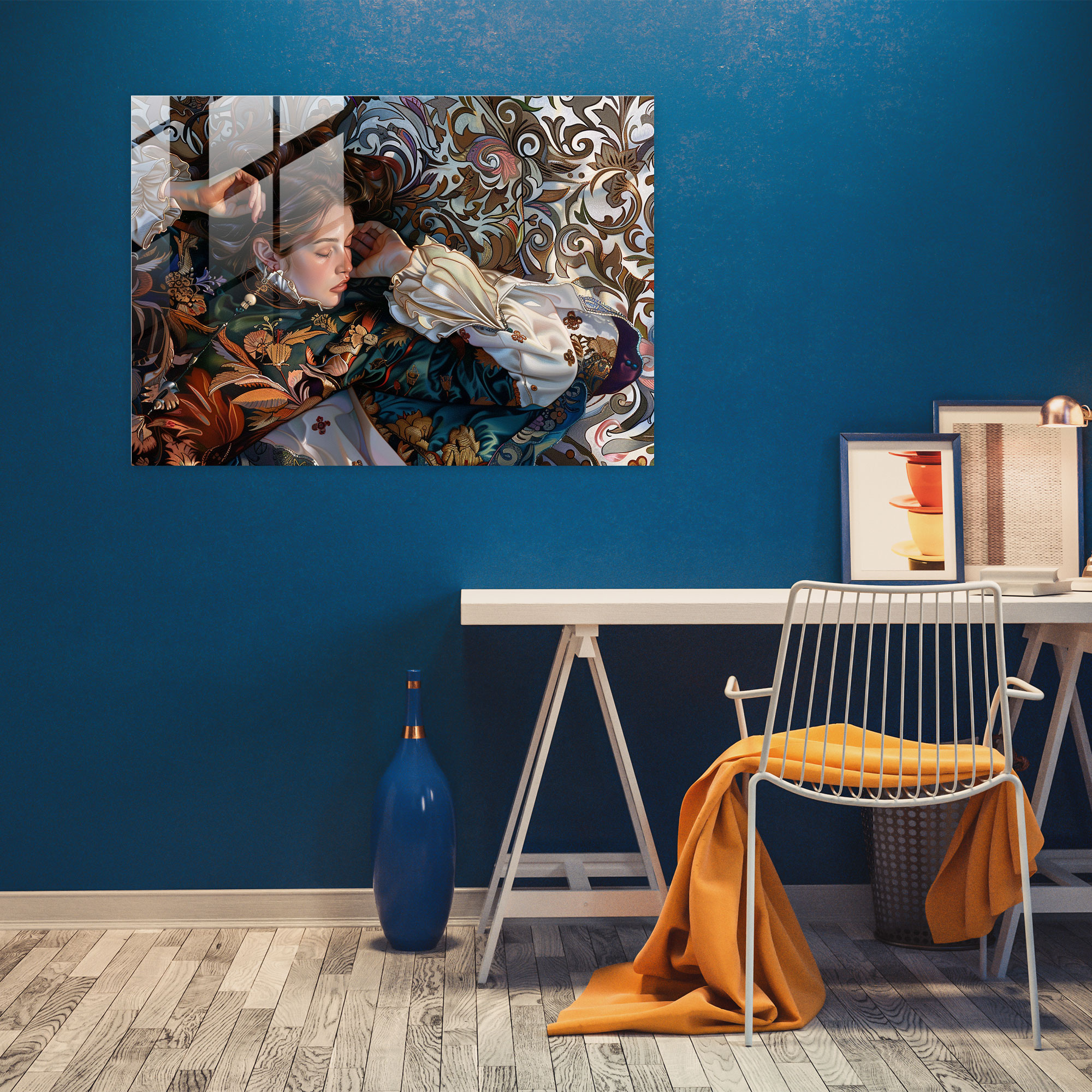 Barok Tarzı Resim Duvar Dekorasyonu - Barok Modern Sanat Kanvas Tablo Cam Sanat